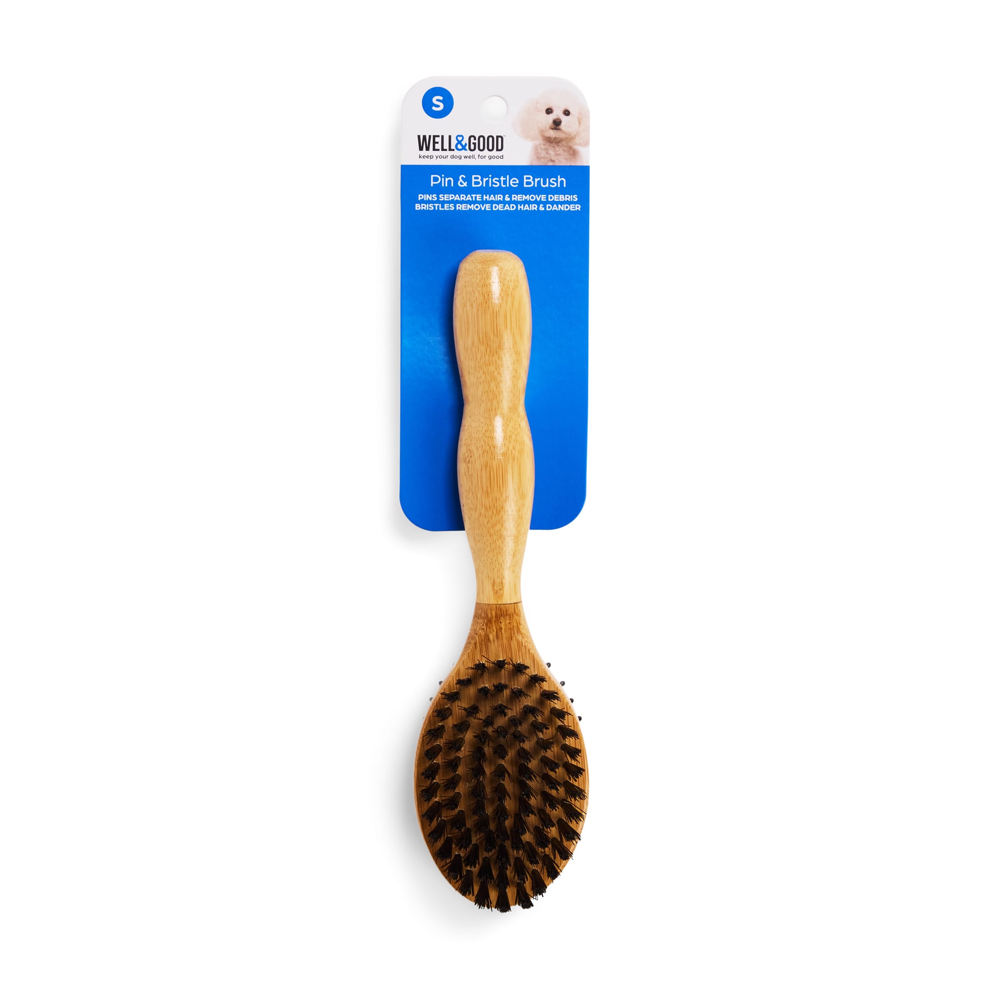 Well & Good Bamboo Pin and Bristle Dog Brush for All Coats, Small Petco