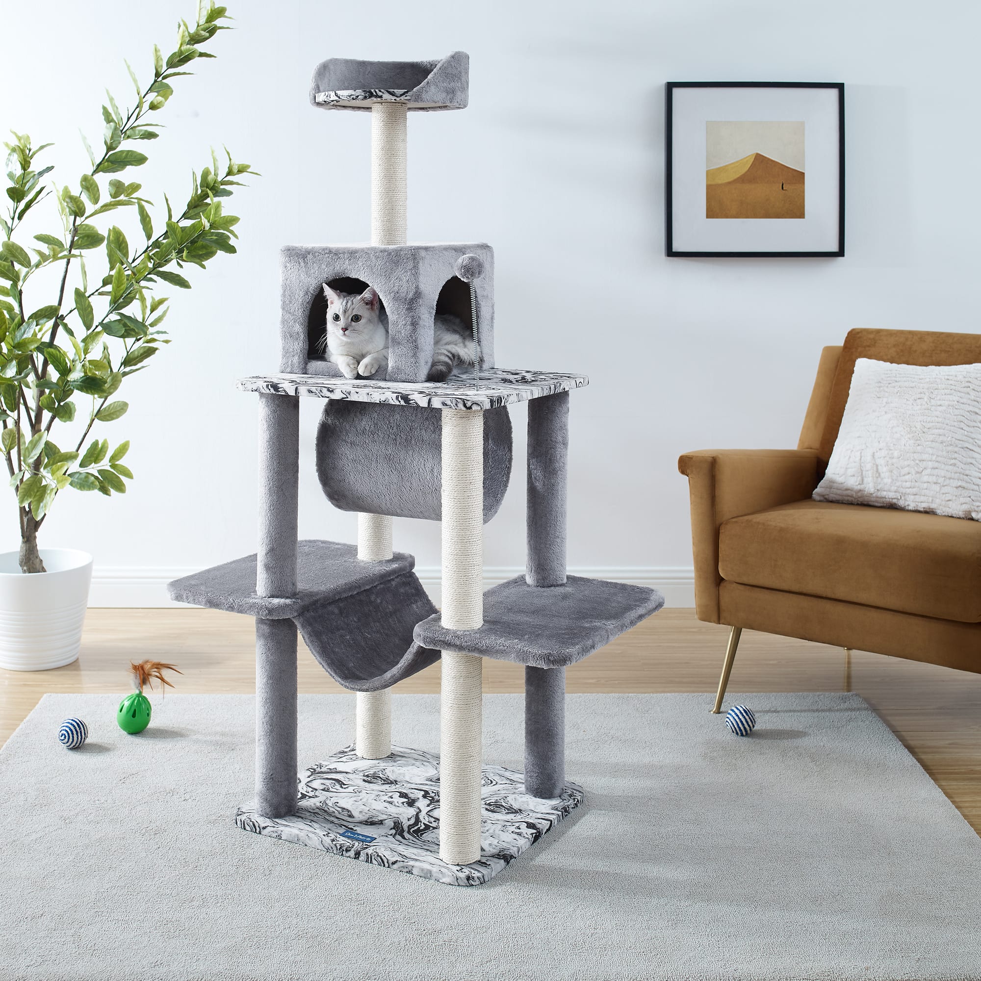 Sam's Pets Gray Dazzle Scratching Cat Tree, 59.5