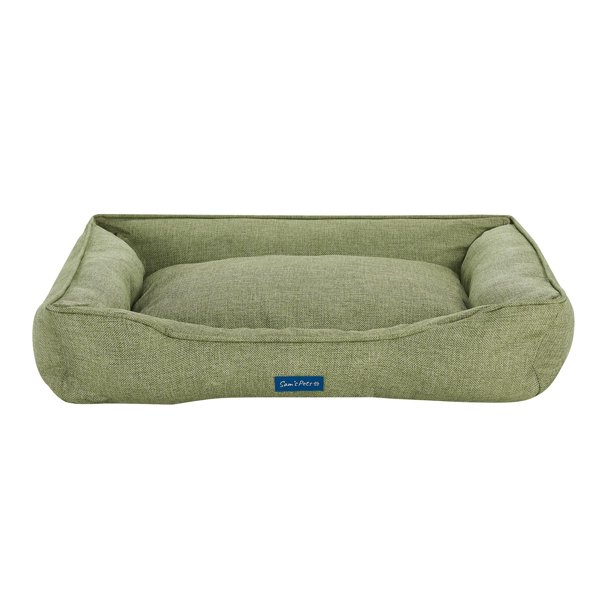 Sam's Pets Julius Olive Dog Bed with Plush Walls & NonSlip Base
