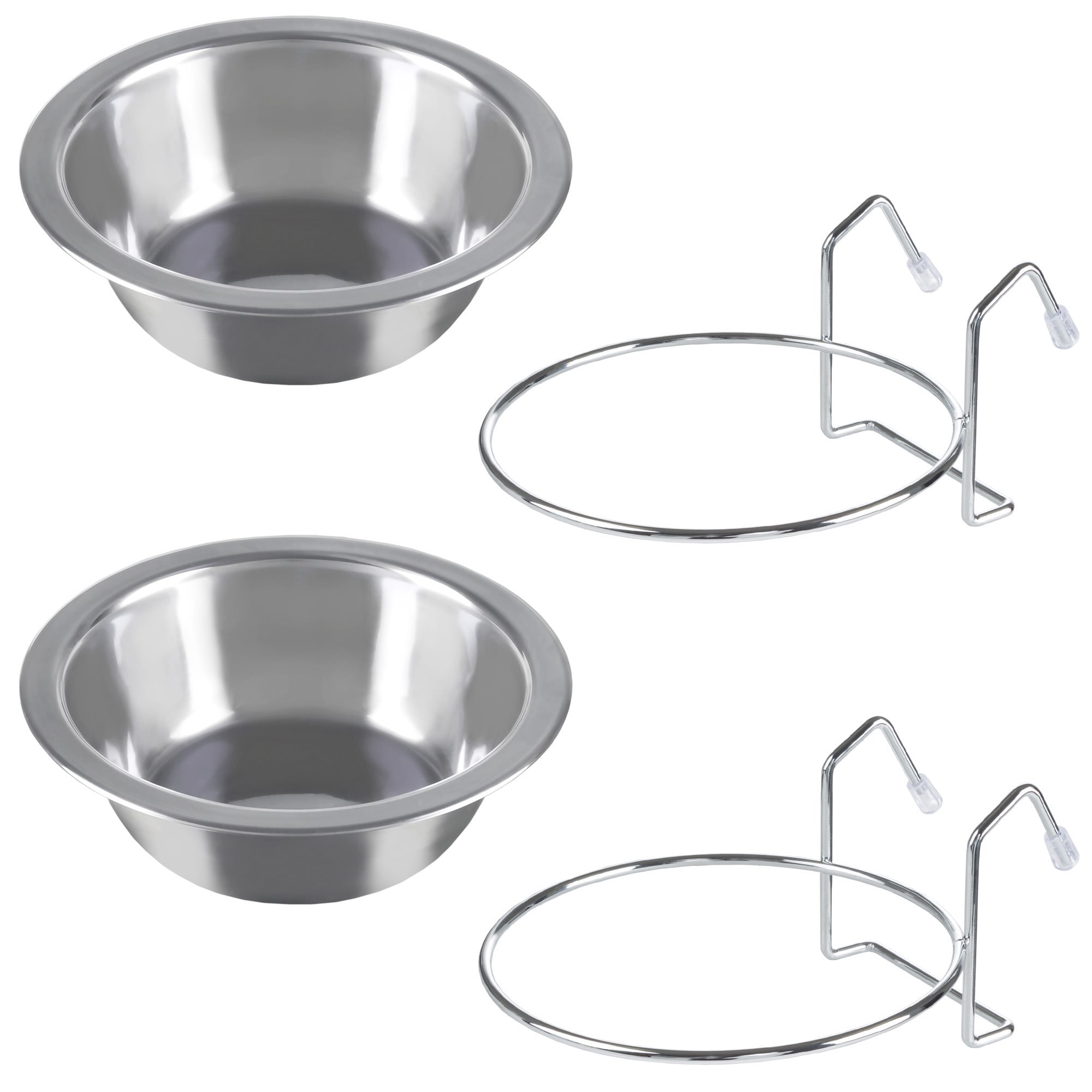 Pet Adobe Stainless Steel Hanging Bowl Set for Dogs & Crates