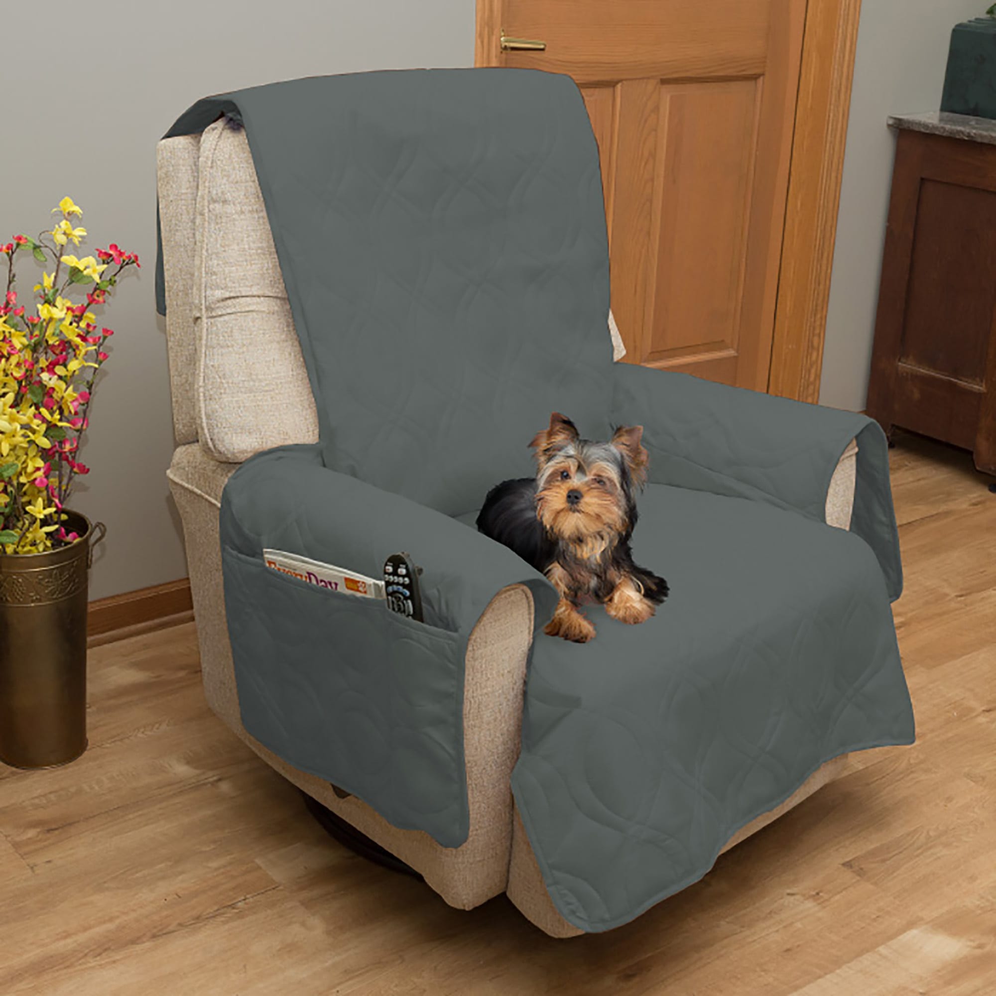 Pet Adobe Gray Dog Furniture Cover for Chairs, 78" L X 73" W X 0.25" H Petco