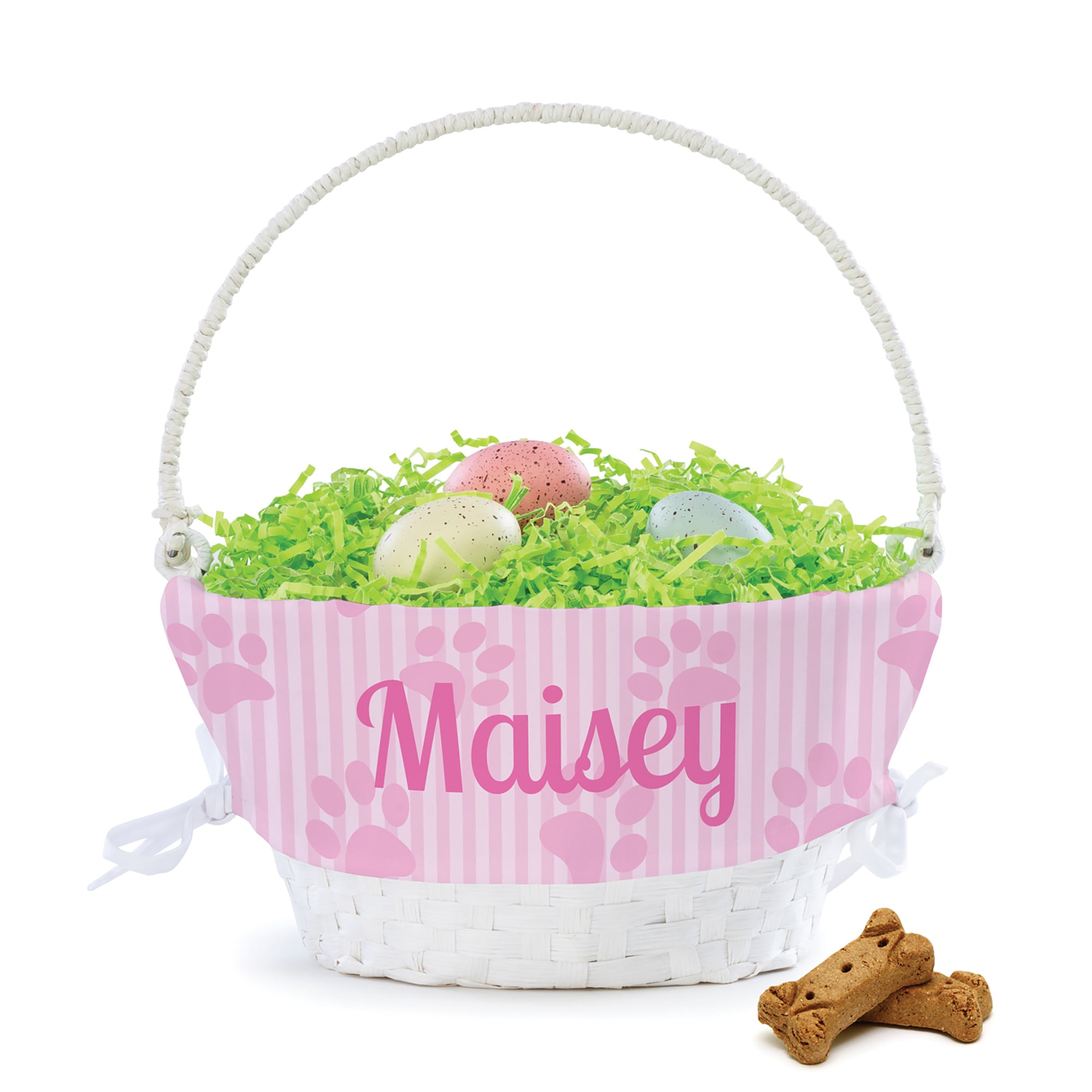 Custom Personalization Solutions Girl Dog Paw Print Easter Basket Petco