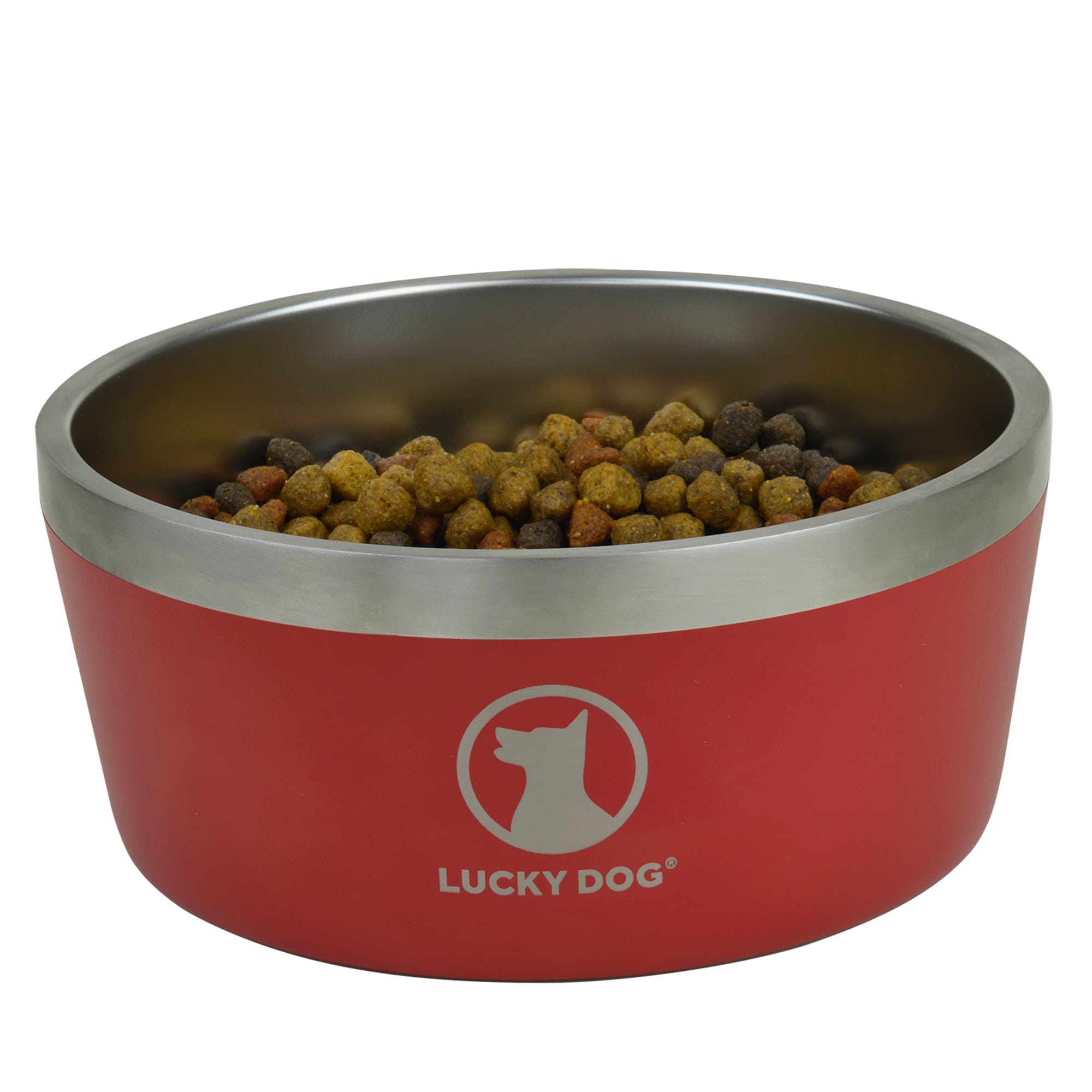 Lucky Dog Indulge Red Double Wall Stainless Steel Dog Bowl, 5 Cups
