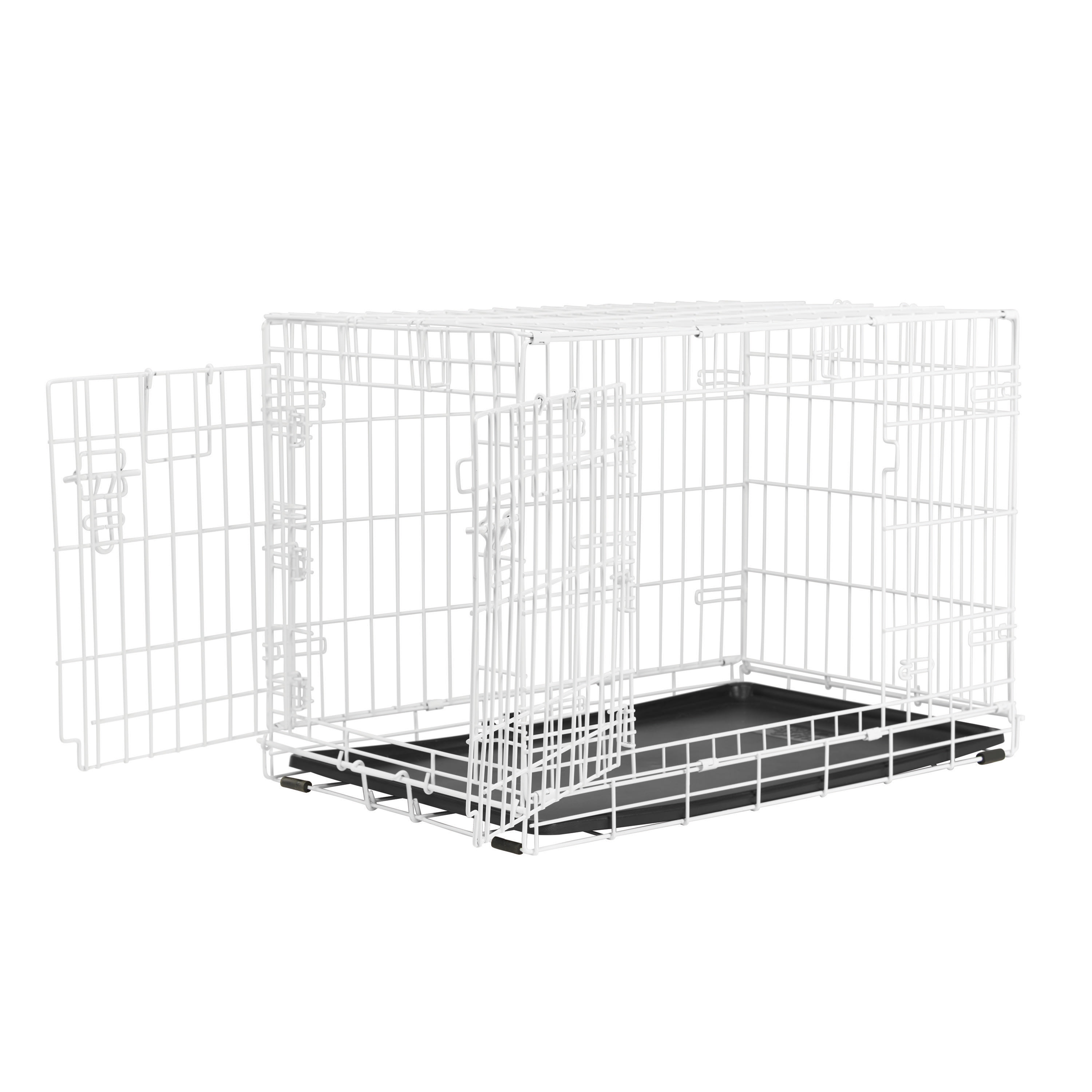 White dog outlet cage