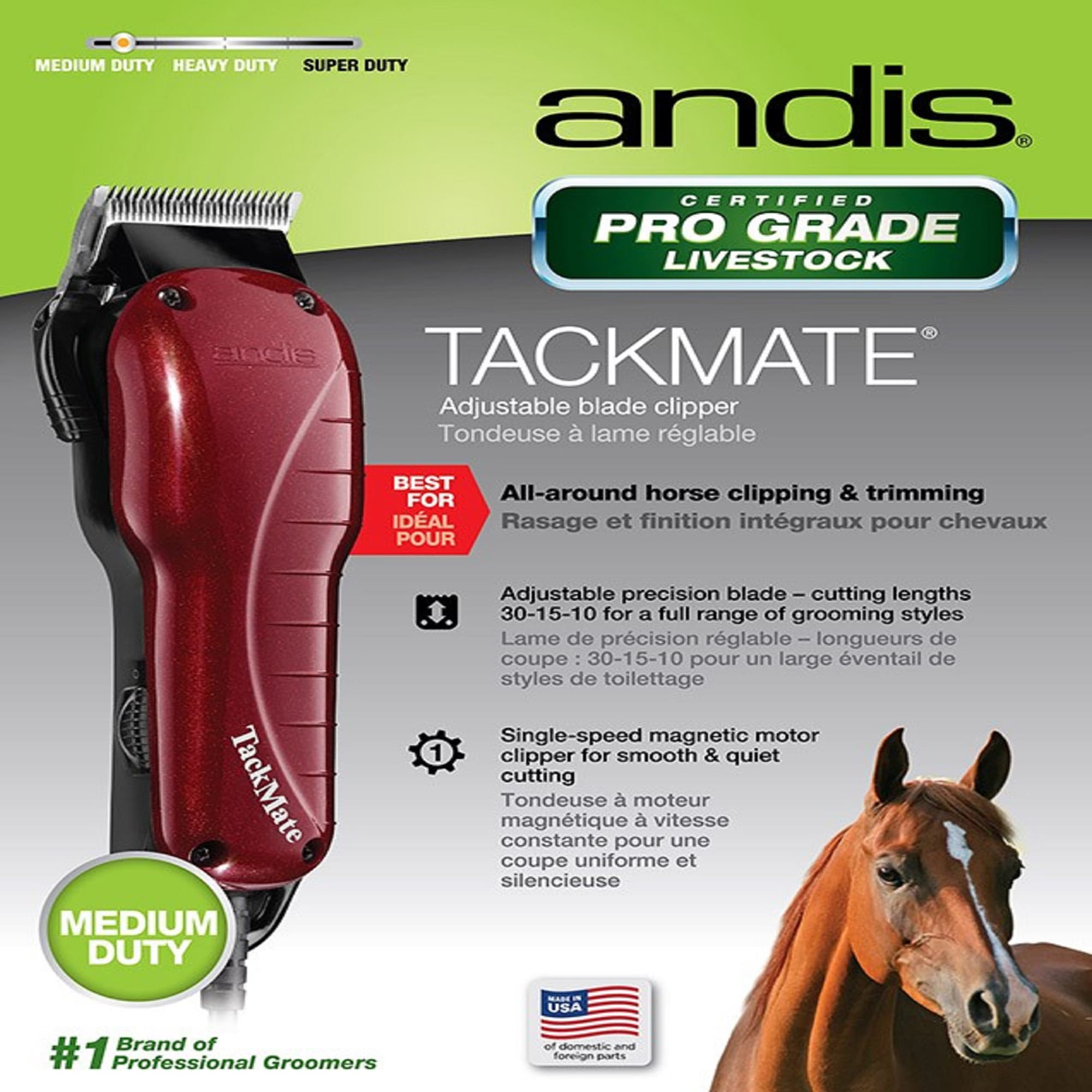 Andis Tackmate Adjustable Blade HighSpeed EQUINE CLIPPER SET HORSE Grooming Tack 