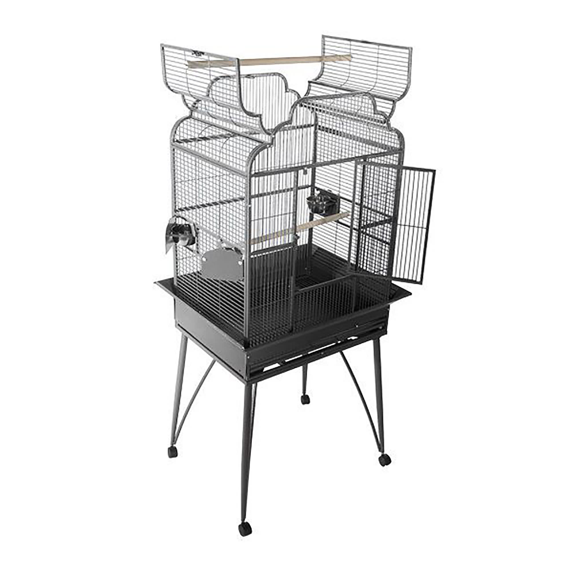 "A&E Cage Company 2217 Victorian Open Top Cage in Platinum, 22"" L X 17"" W X 62"" H, 55 LBS