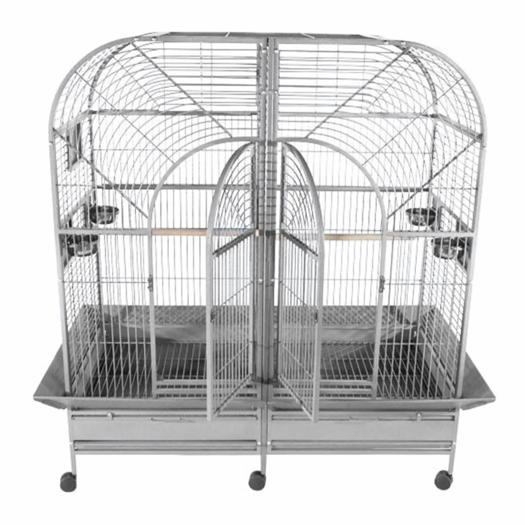 A E Cage Company Double Macaw Cage With Removable Divider In Platinum 