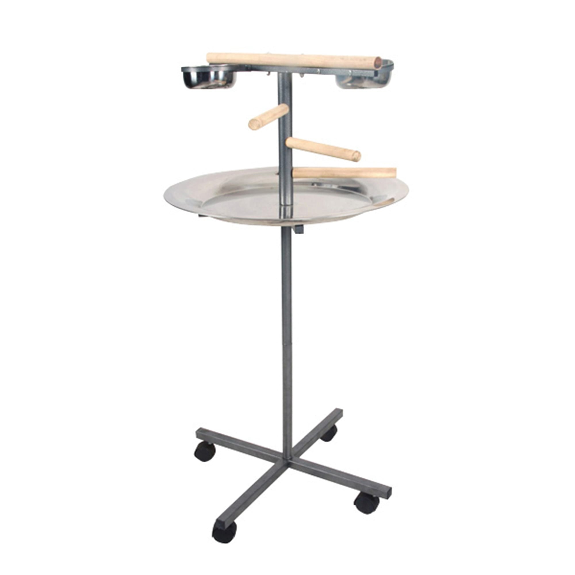 A&E Cage Company Black Round Playstand with Wooden Steps, 24 L X 24 W X 45 H, Large