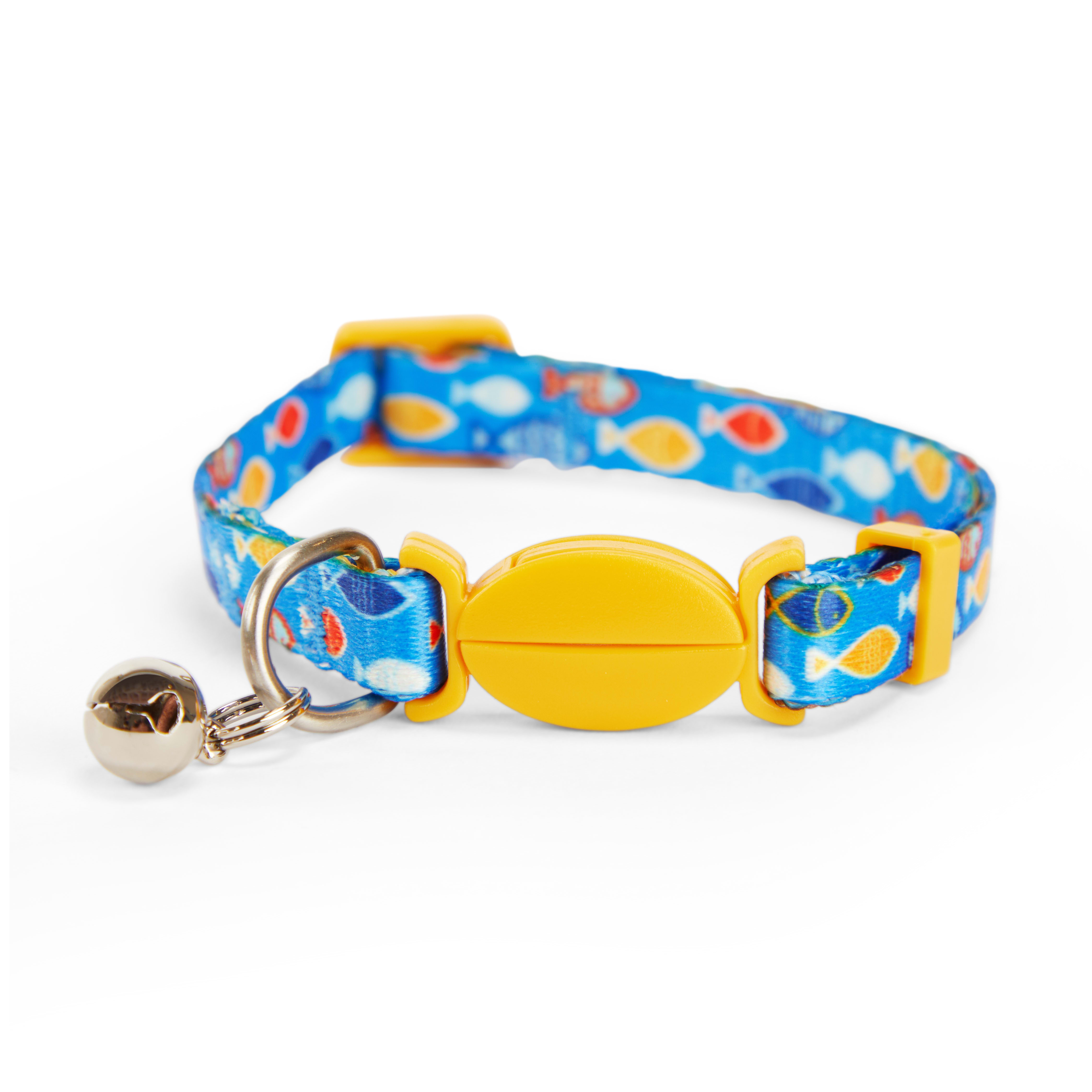 YOULY Adjustable Goldfish Print Cat Collar with Bell & Buckle