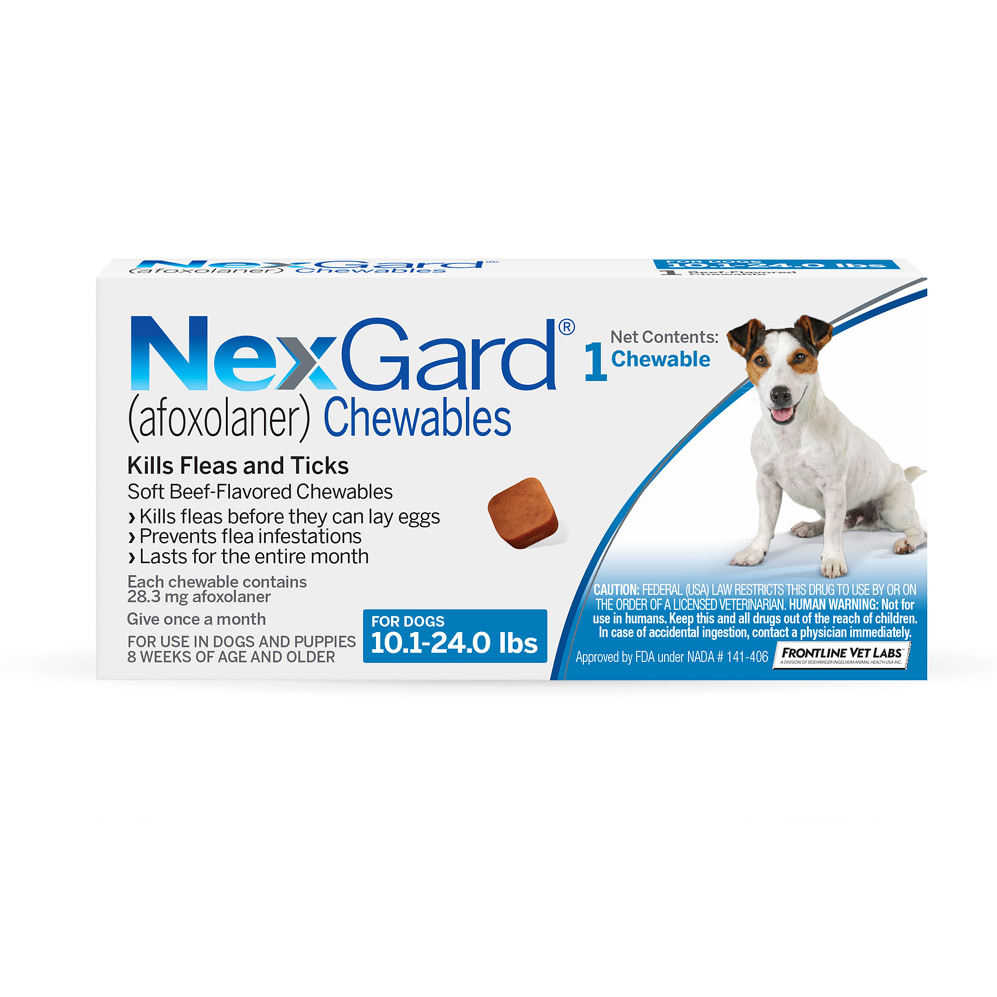 NexGard Chewables for Dogs 10.1 to 24 lbs., 1 Month Supply, 1 CT | Shop