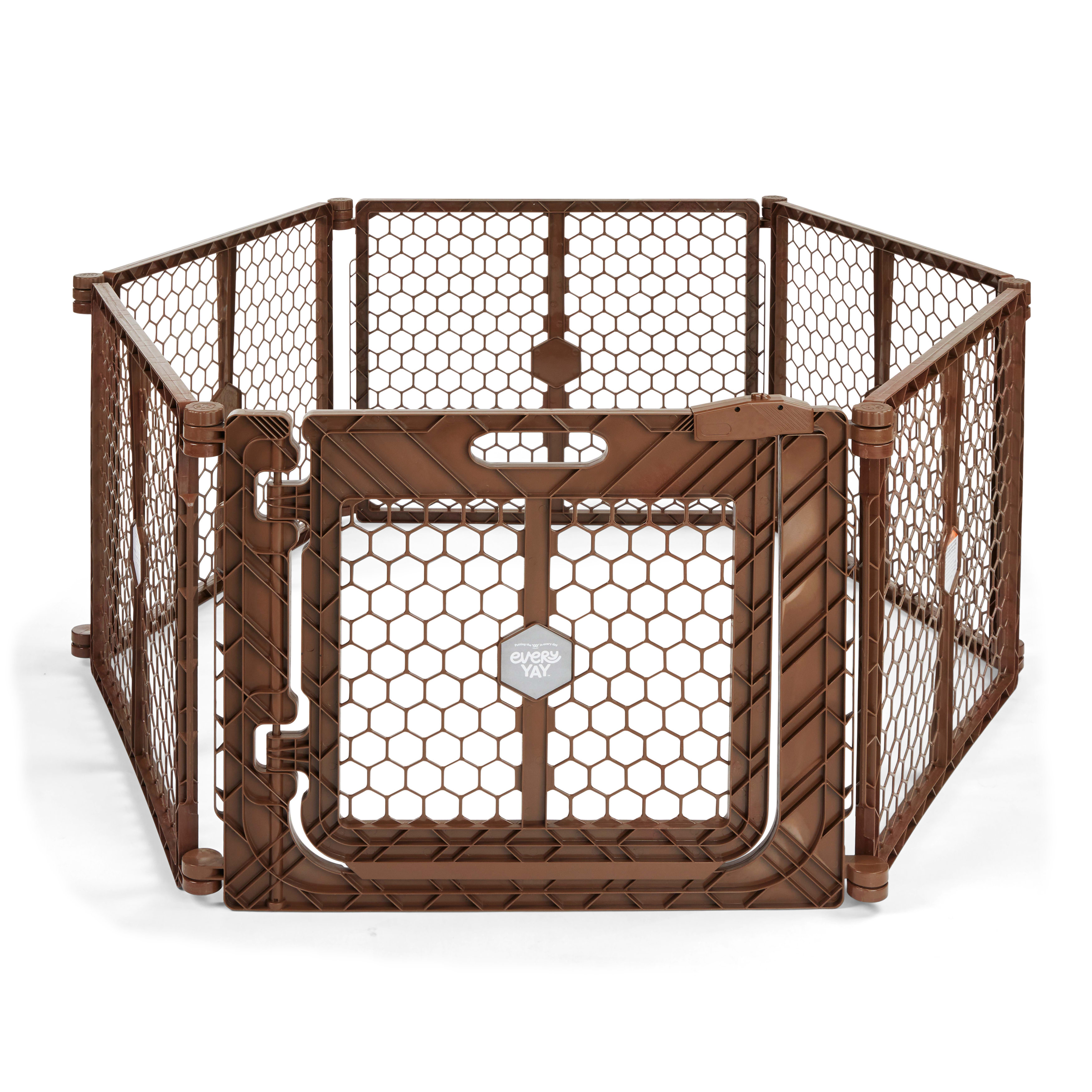 EveryYay Essentials In The Zone Brown Convertible Plastic Pet Gate ...