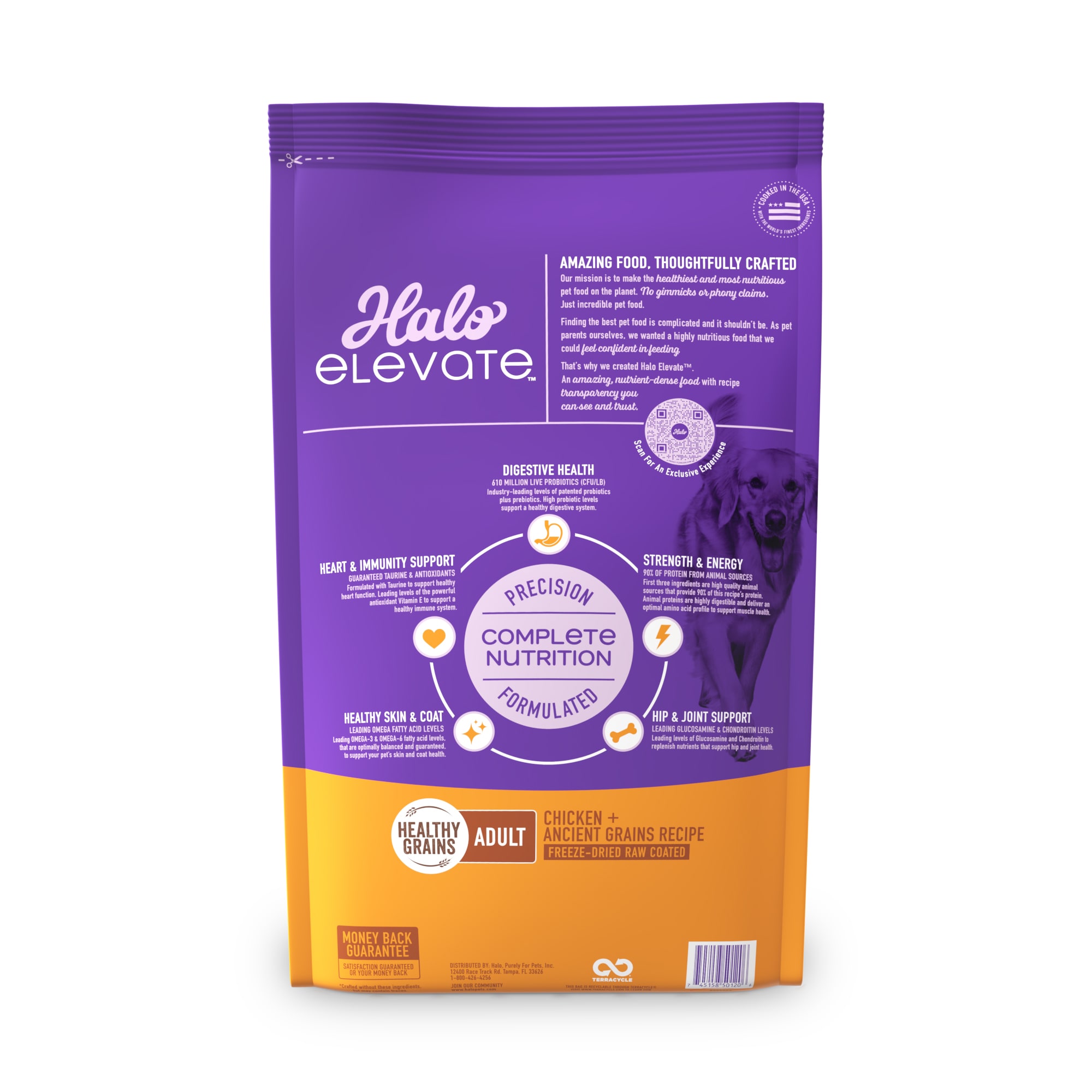 Halo Elevate Dog Healthy Grains Chicken Recipe Dry Food 20 lbs