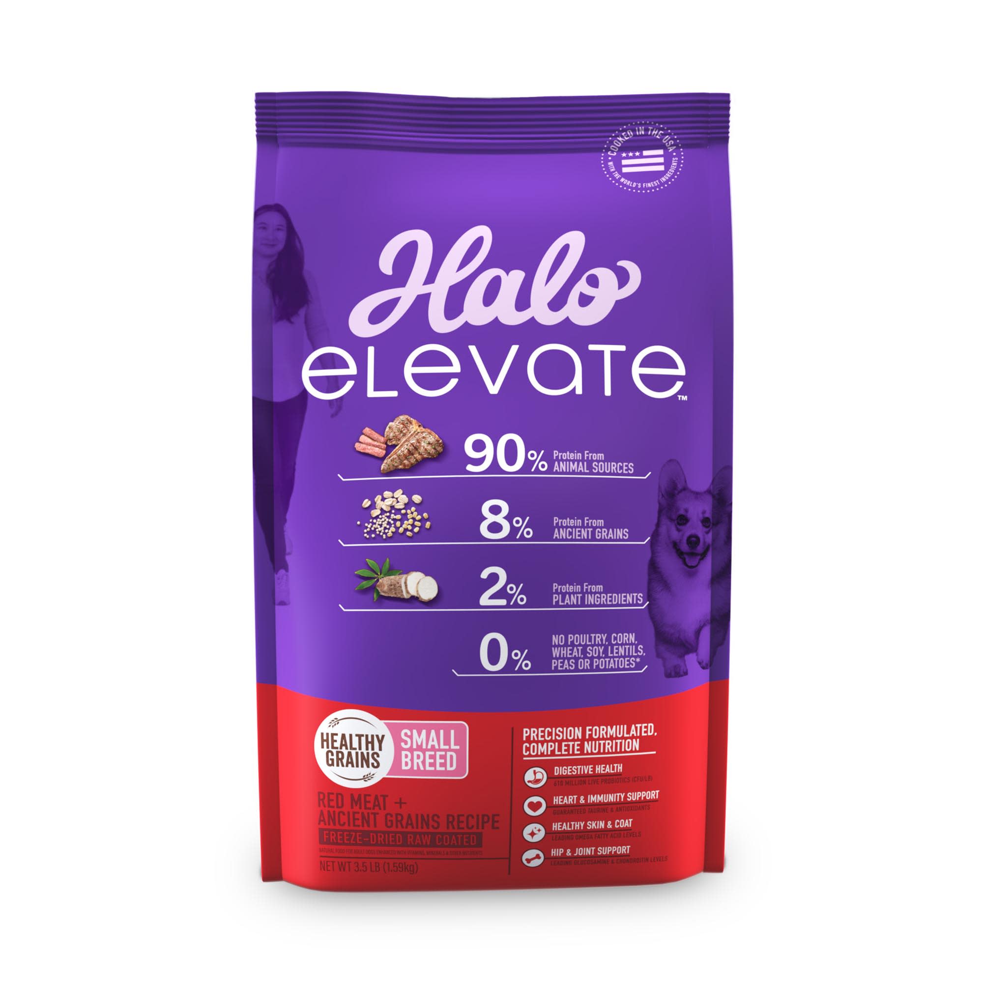 Halo Elevate Dog Healthy Grains Small Breed Red Meat Recipe Dry Food, 3 