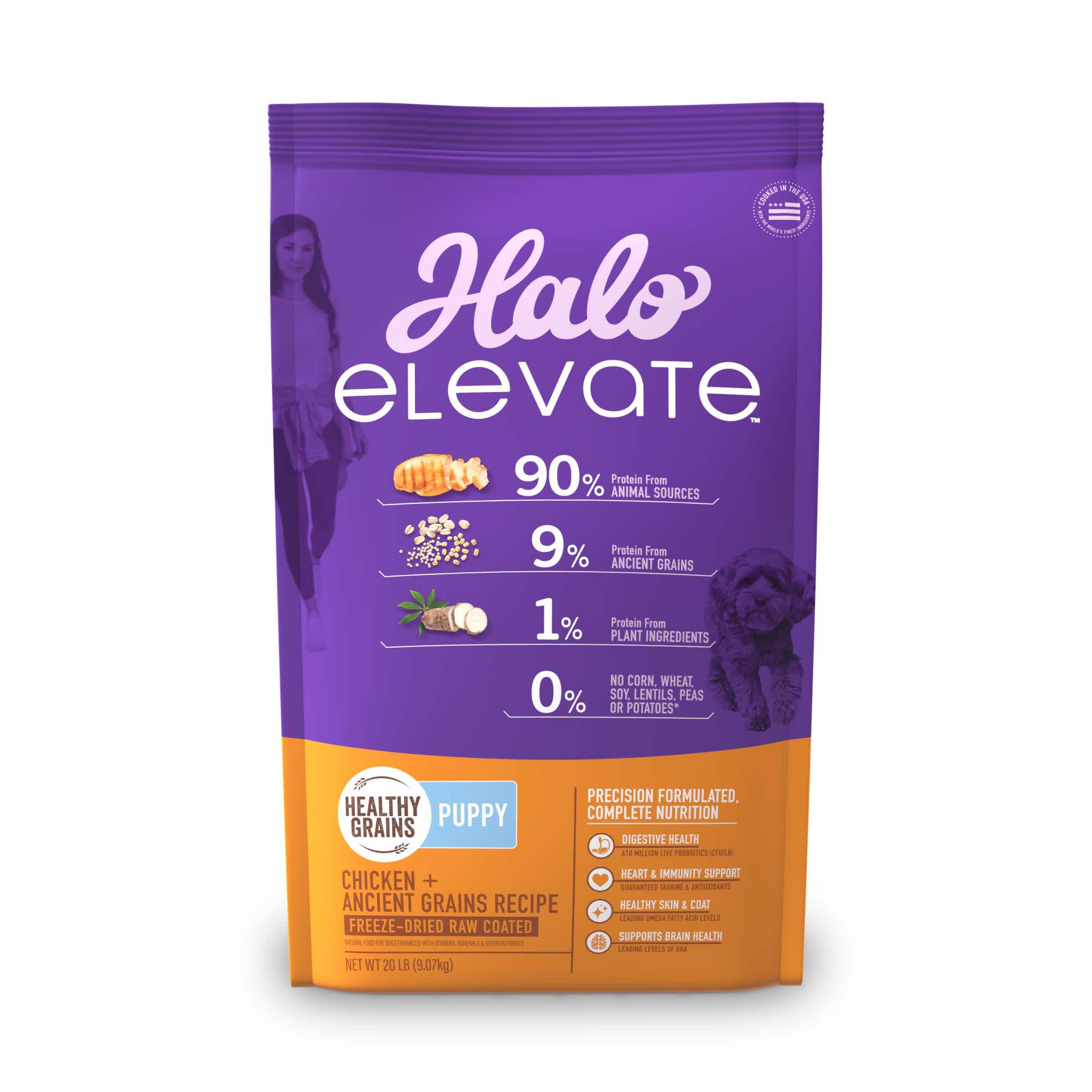 Halo Elevate Dog Healthy Grains Puppy Chicken Recipe Dry Food 20 lbs