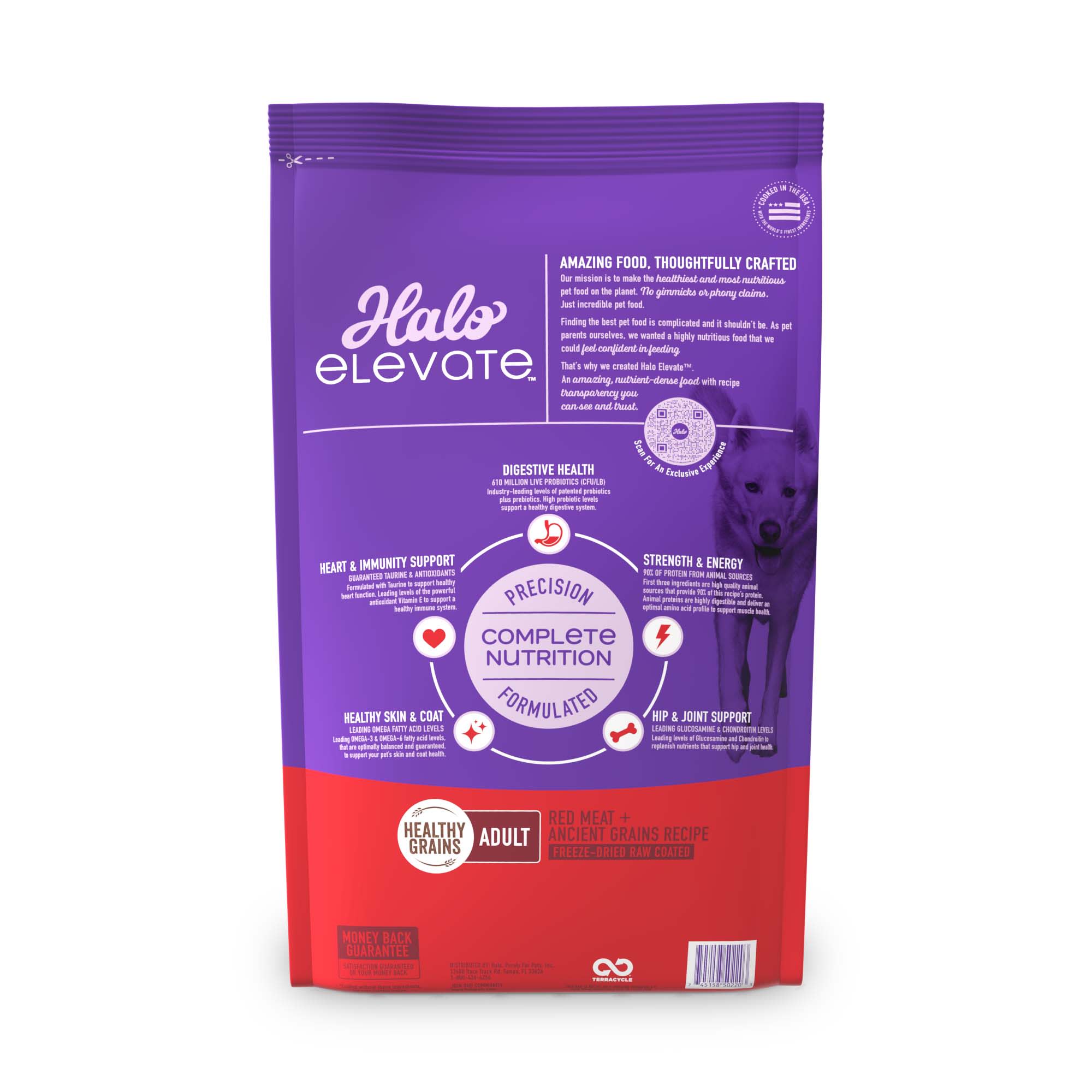 Halo Elevate Dog Healthy Grains Red Meat Recipe Dry Food 20 lbs