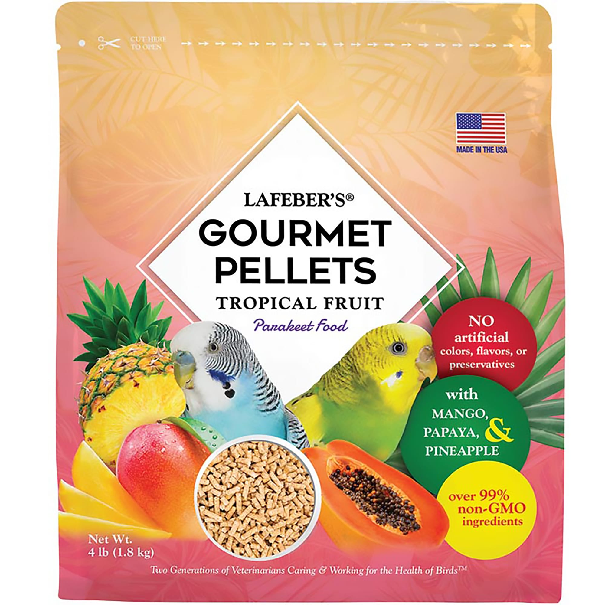 Lafebers Tropical Fruit Pellets Parakeet Dry Food, 4 lbs.
