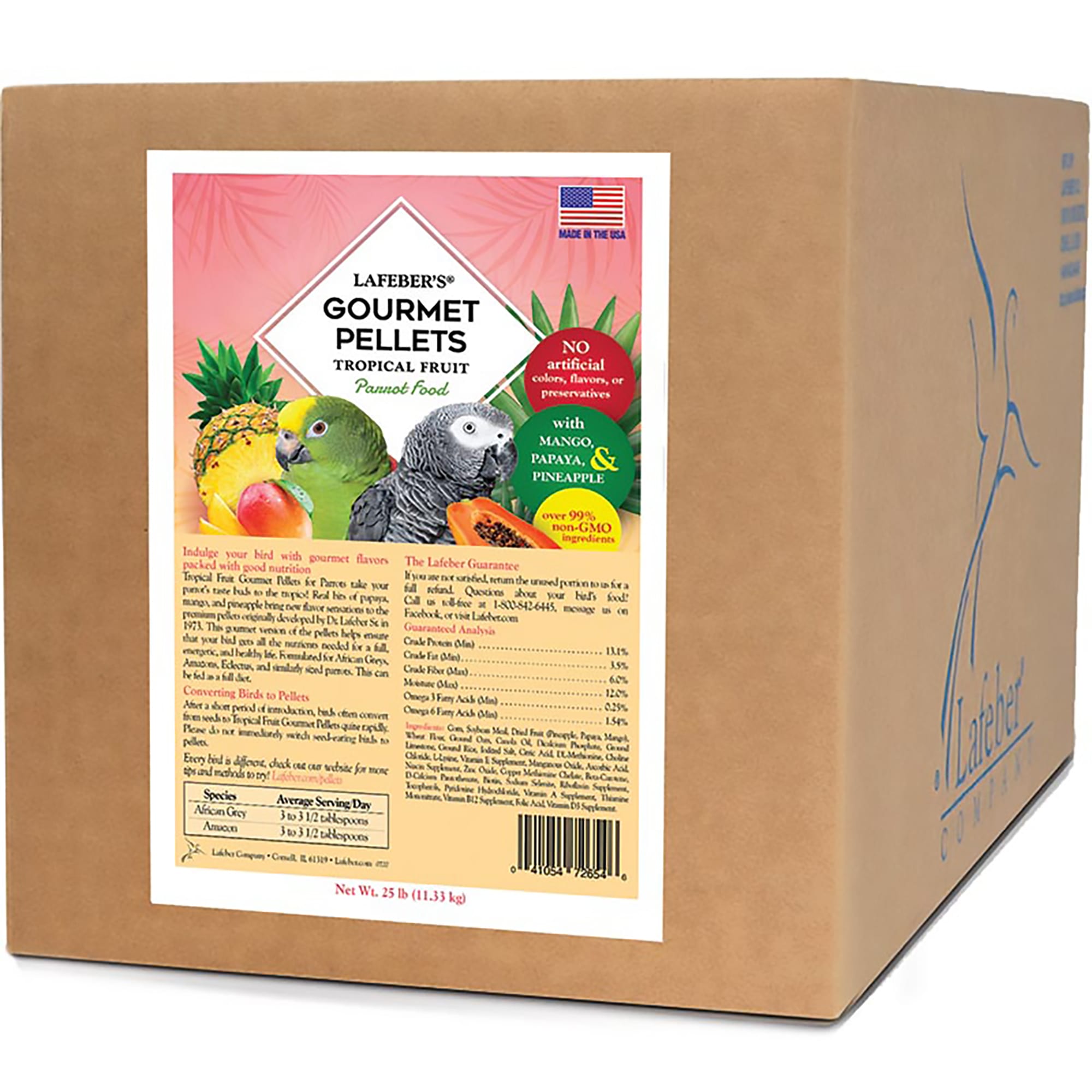 Lafebers Tropical Fruit Pellets Parrot Dry Food, 25 lbs.