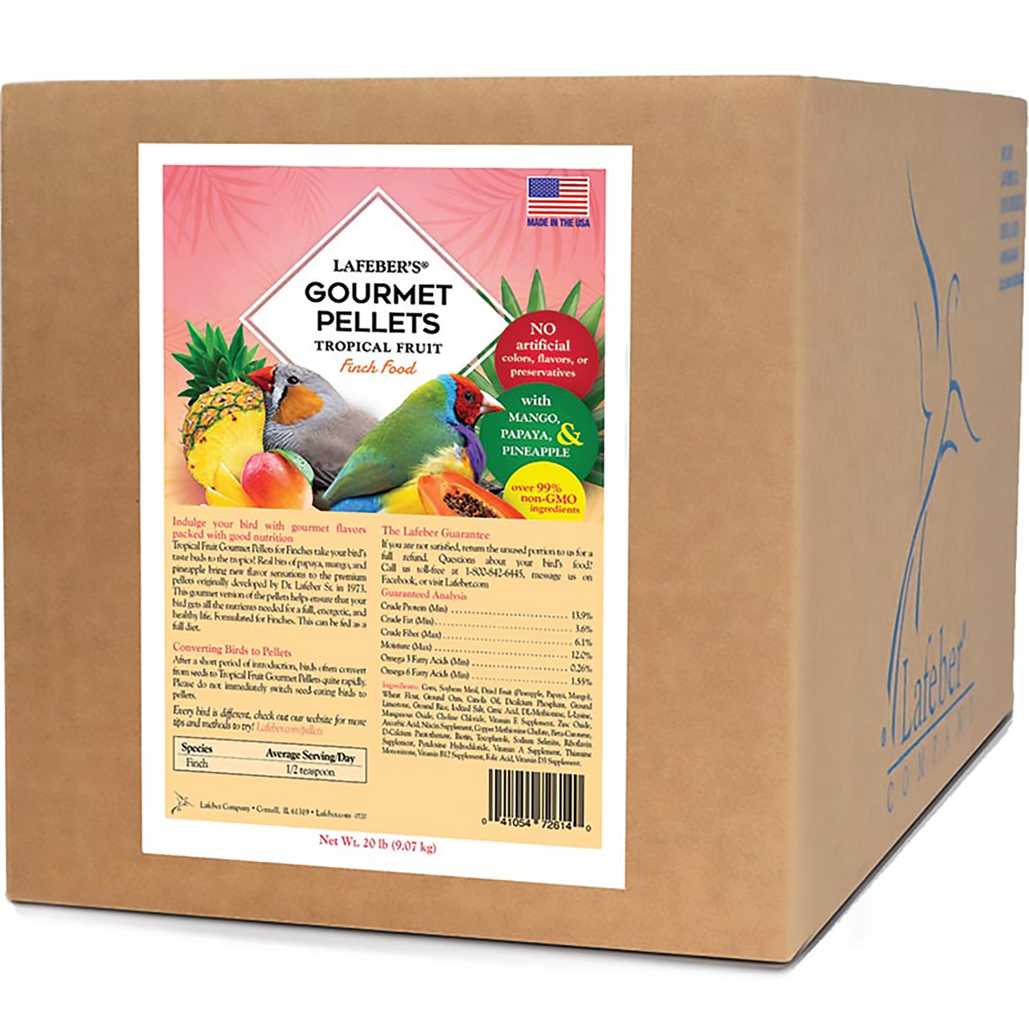 Lafebers Tropical Fruit Pellets Finch Dry Food, 20 lbs.