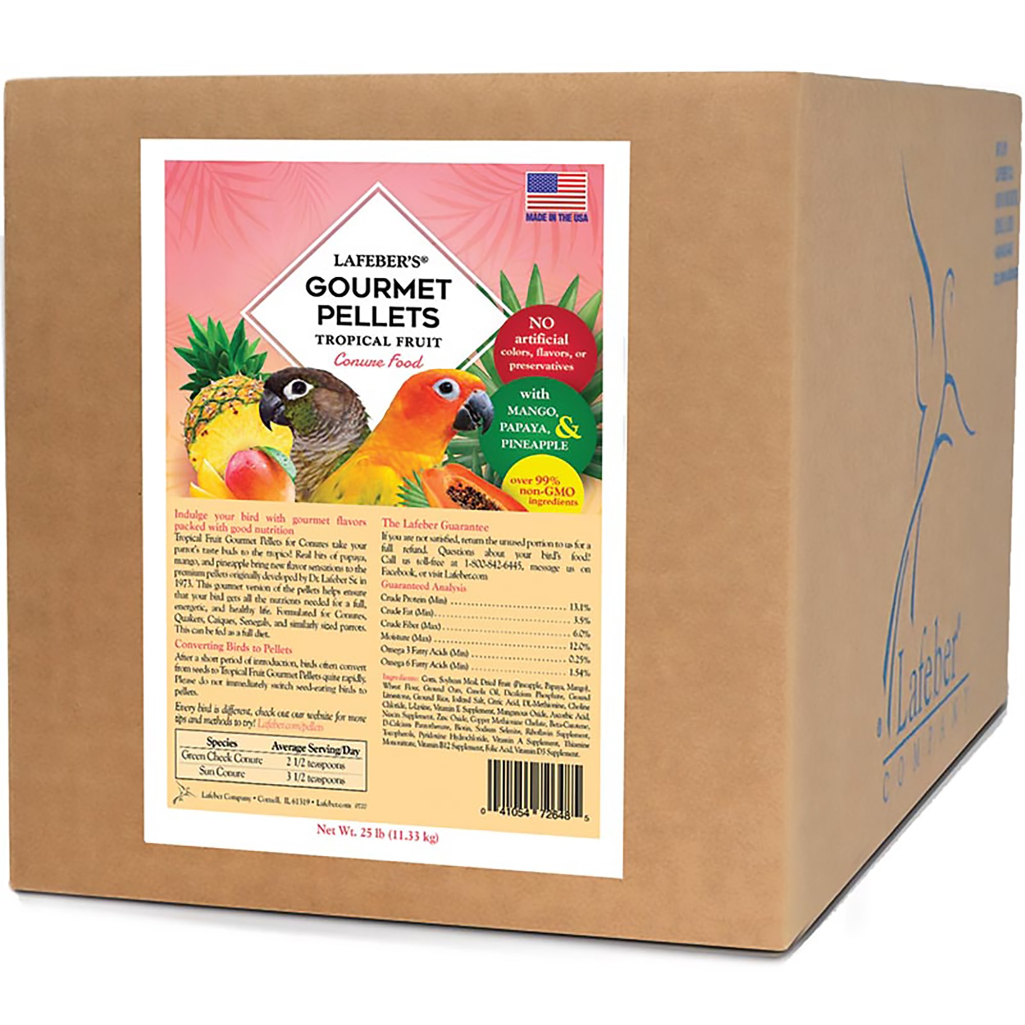 Lafebers Tropical Fruit Pellets Conure Dry Food, 25 lbs.