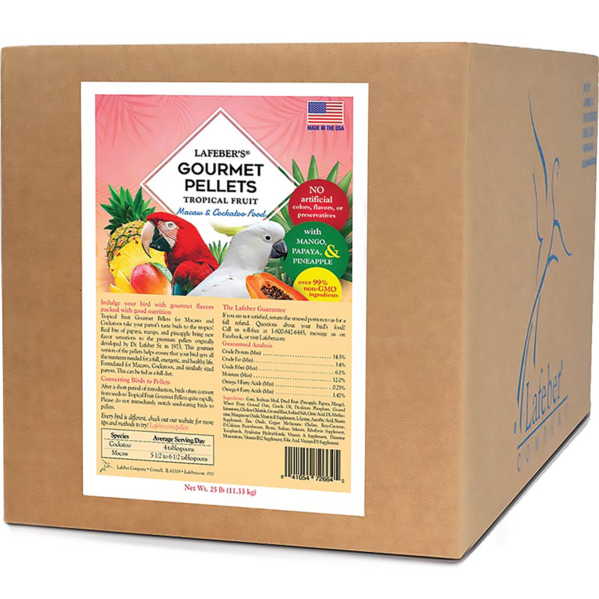 Lafebers Tropical Fruit Pellets Macaw & Cockatoo Dry Food, 25 lbs.