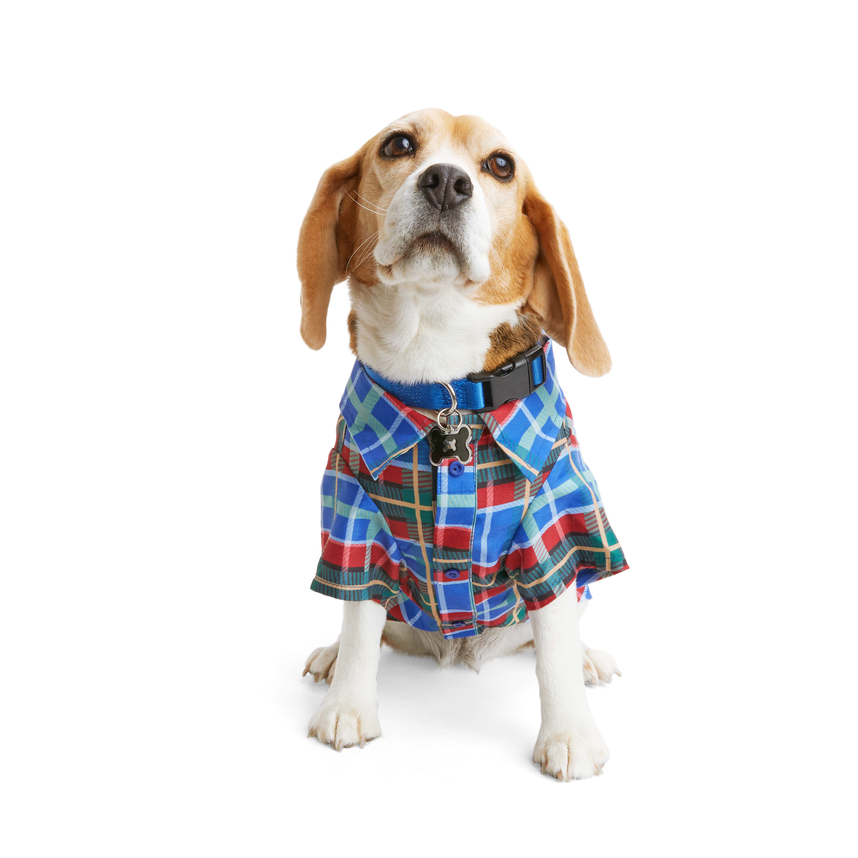  HOODDEAL Cozy Casual Blue and Black Plaid Dog Cat Shirt  Stylish Western Dog Cat Clothes Gentle Dog Cat Cotton Polo Shirt + Dog Cat  Wedding Tie,Blue (Large) : Sports 