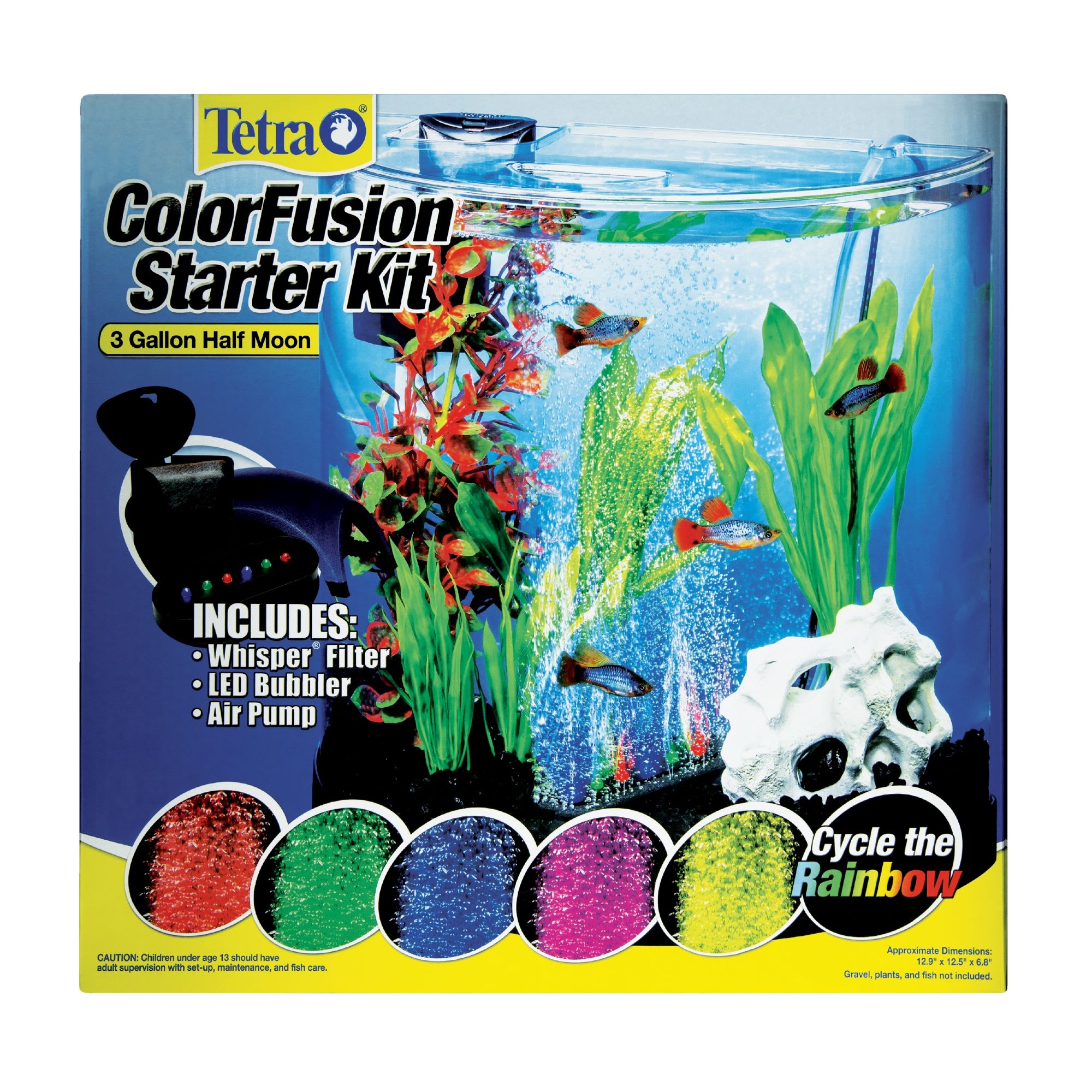 Tetra Bubbling LED Aquarium Kit Gallon, Hexagon Shape, With Color