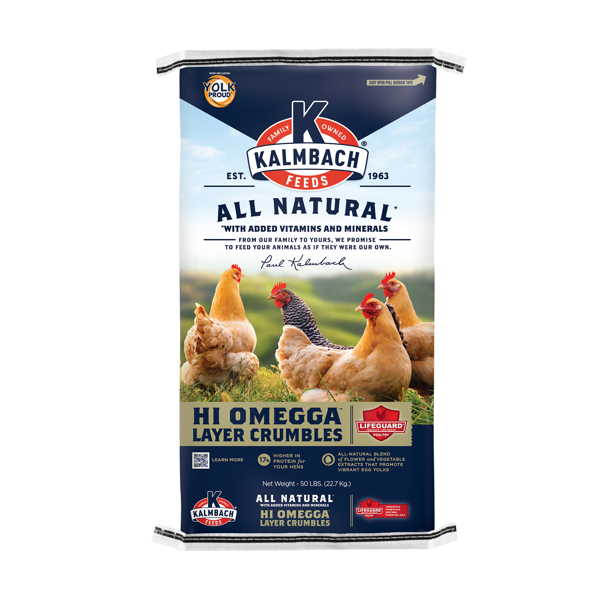 Kalmbach Feeds All Natural 17% Hi Omega Layer Crumbles for Chickens, 50 lbs.