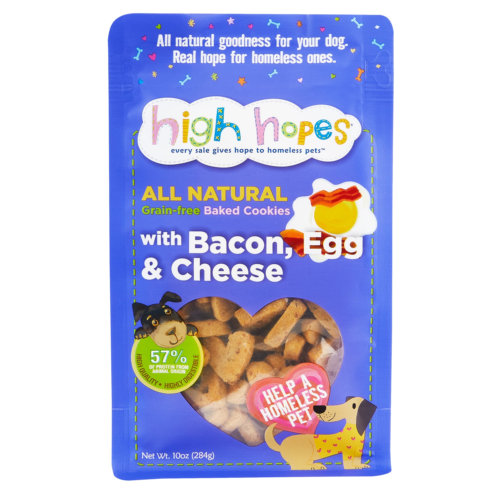 High Hopes Grain Free Bacon Egg Cheese Cookie for Dogs 10 oz