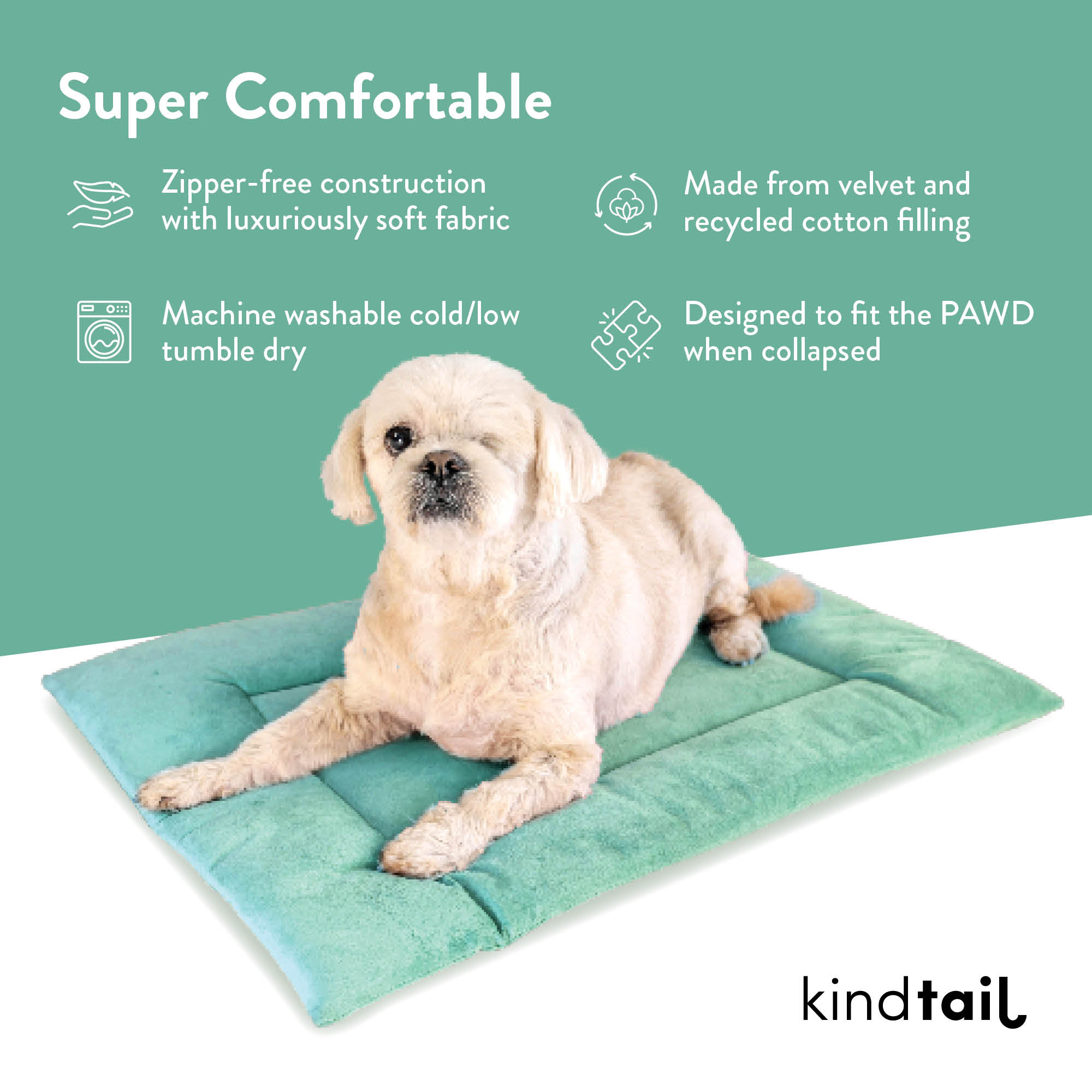 KindTail Light Green PAWD Pad for Dog Crate Mat and Pet Bed 20 L X 15.75 W X 1 H