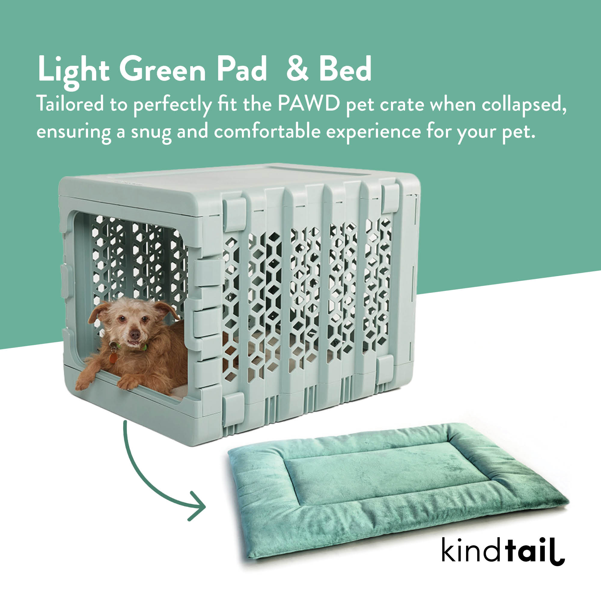 KindTail Light Green PAWD Pad for Dog Crate Mat and Pet Bed 20 L X 15.75 W X 1 H