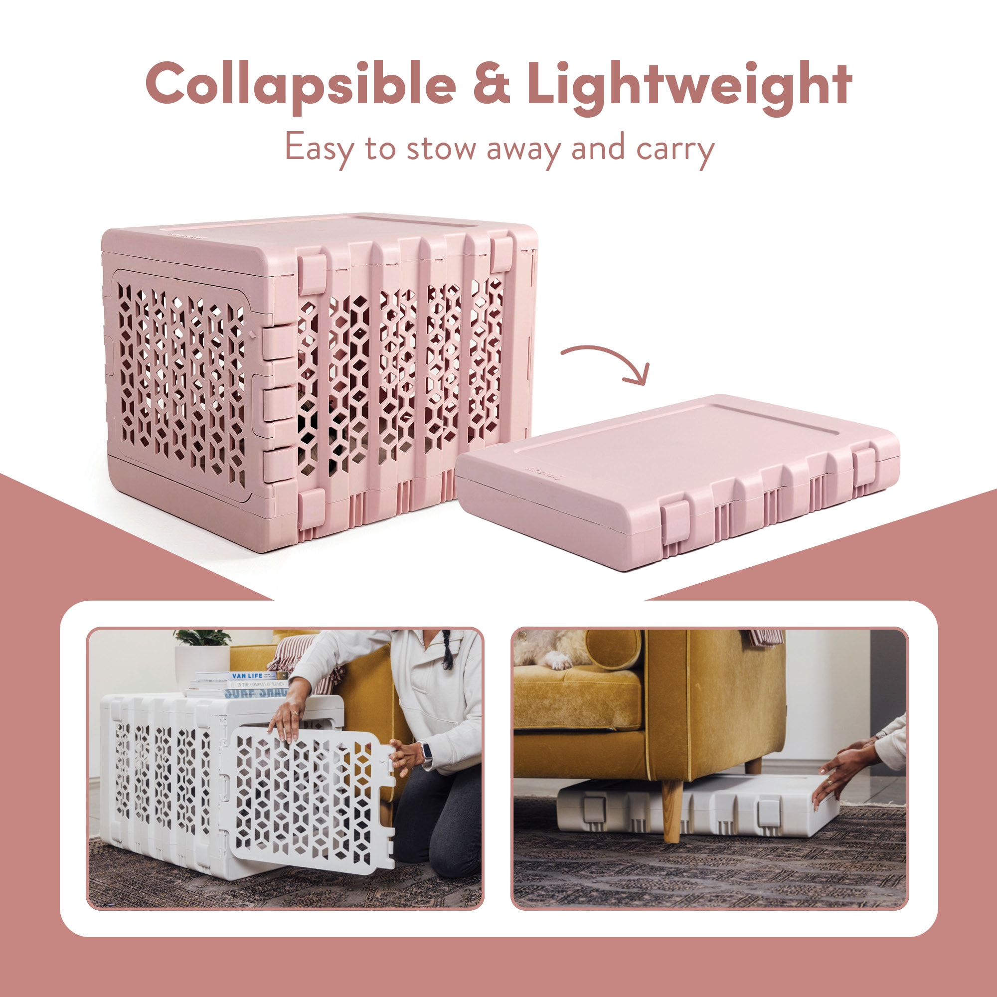 Pink plastic 2025 dog crate