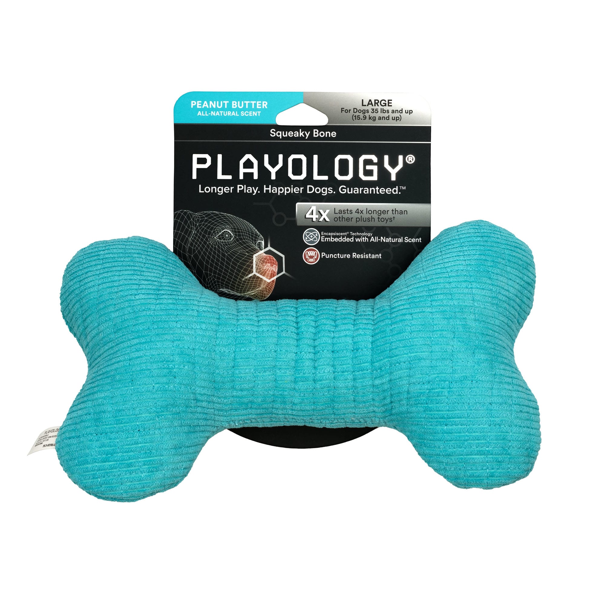 Playology Puppy Sensory Snail Peanut Butter Dog Toy, Blue, Small