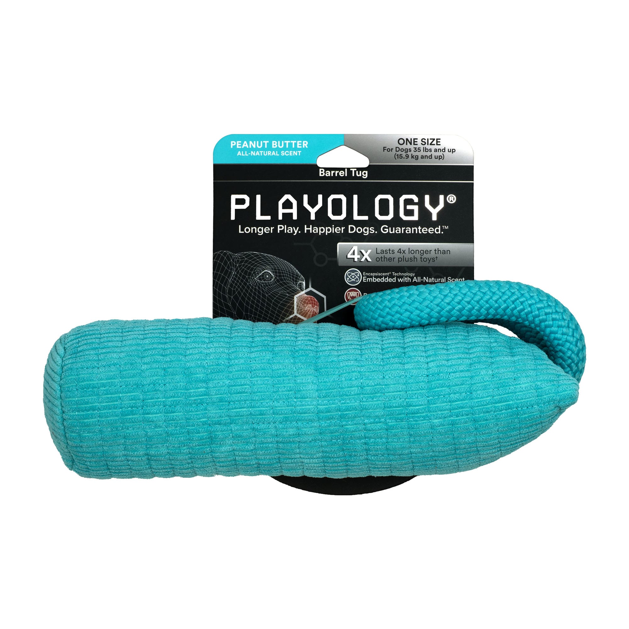 Playology Plush Barrel Peanut Butter Tug Dog Toy, Large Petco