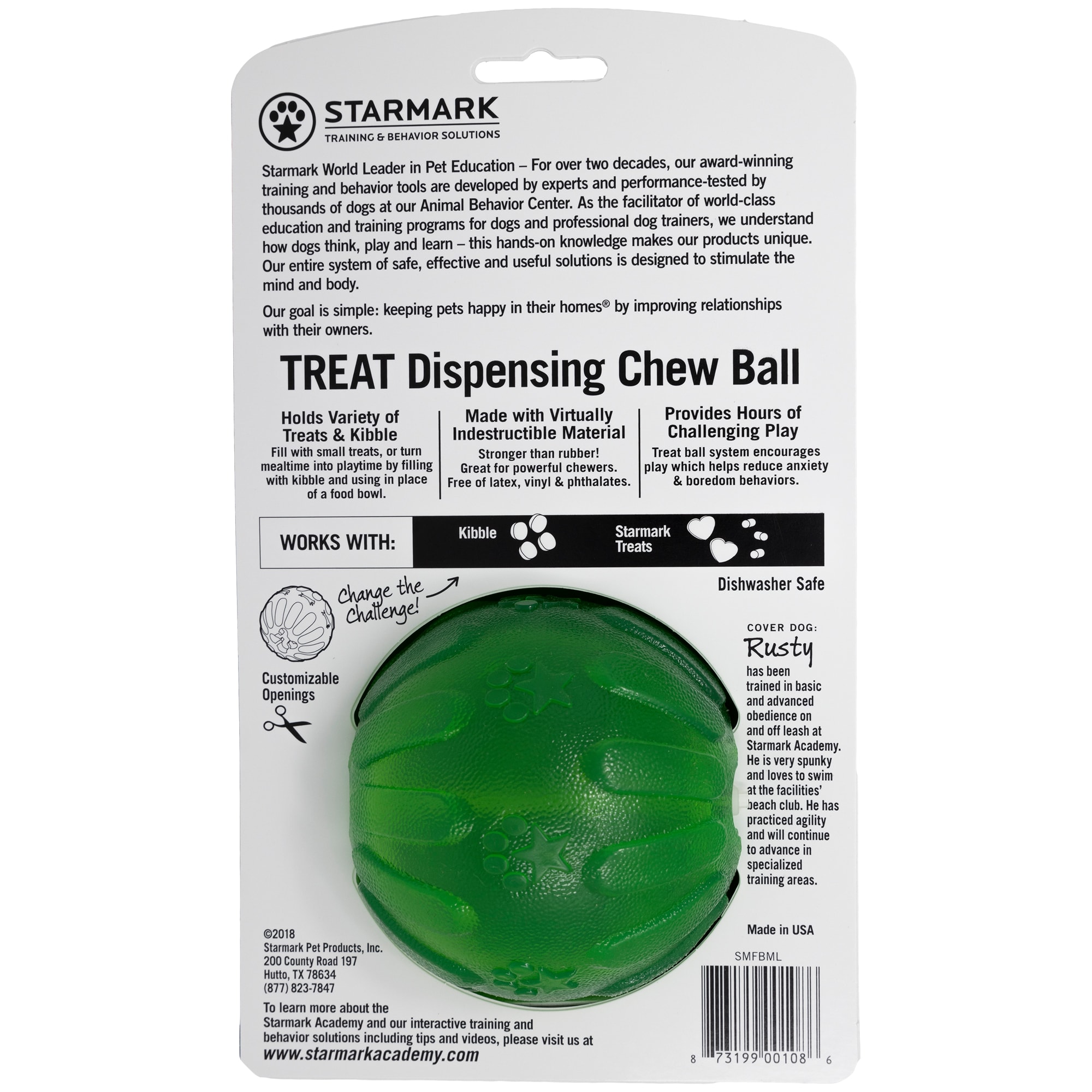 STARMARK Everlasting Treat Ball Tough Dog Chew Toy, Large 