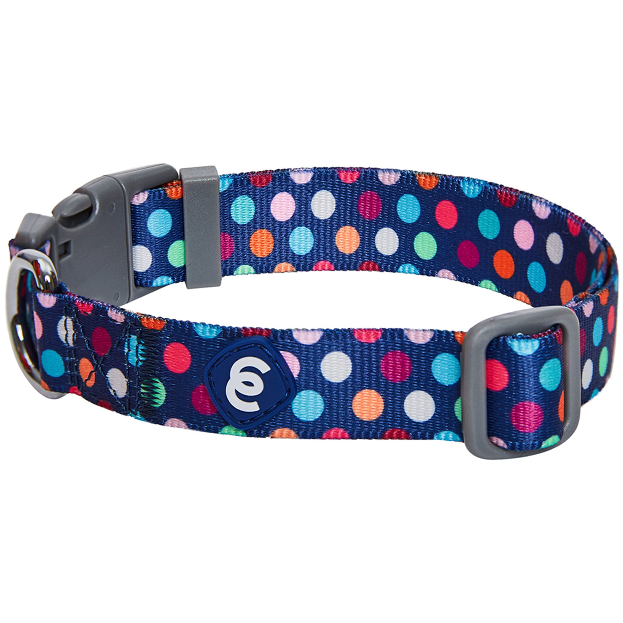 Blueberry Pet Essentials Rainbow Polka Dots Dog Collar, Small