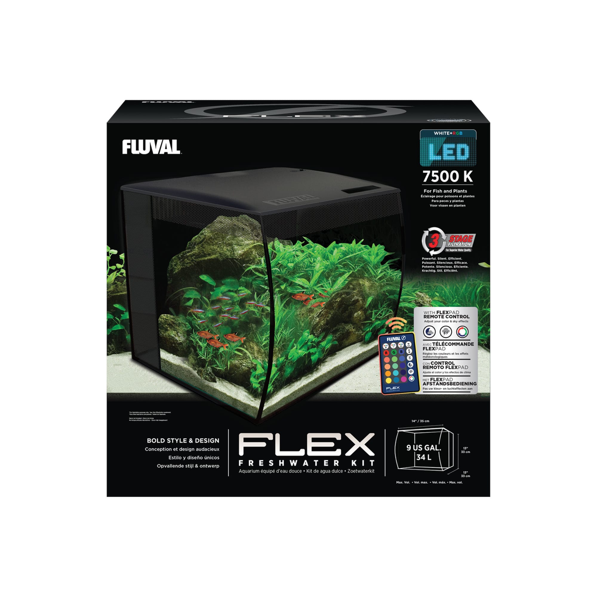 huh samarbejde Microbe Fluval Black Flex Aquarium Kit, 9 Gallon | Petco