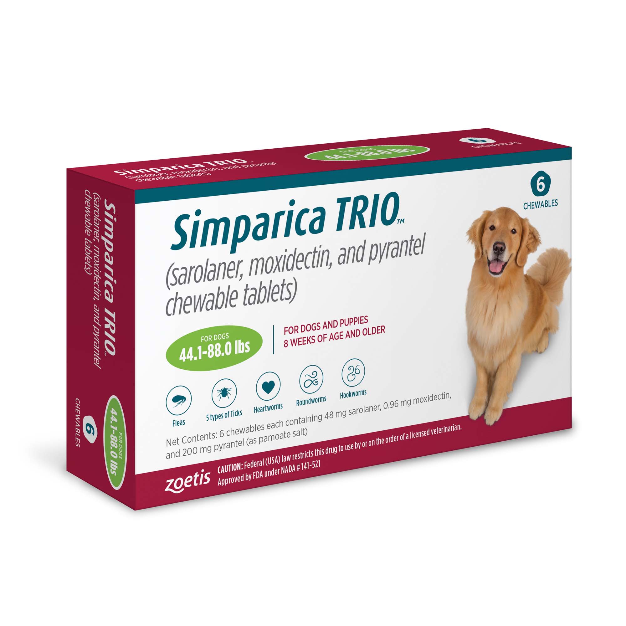 Simparica Trio (chien 10 - 20 kg) Boîte de 6 comprimés