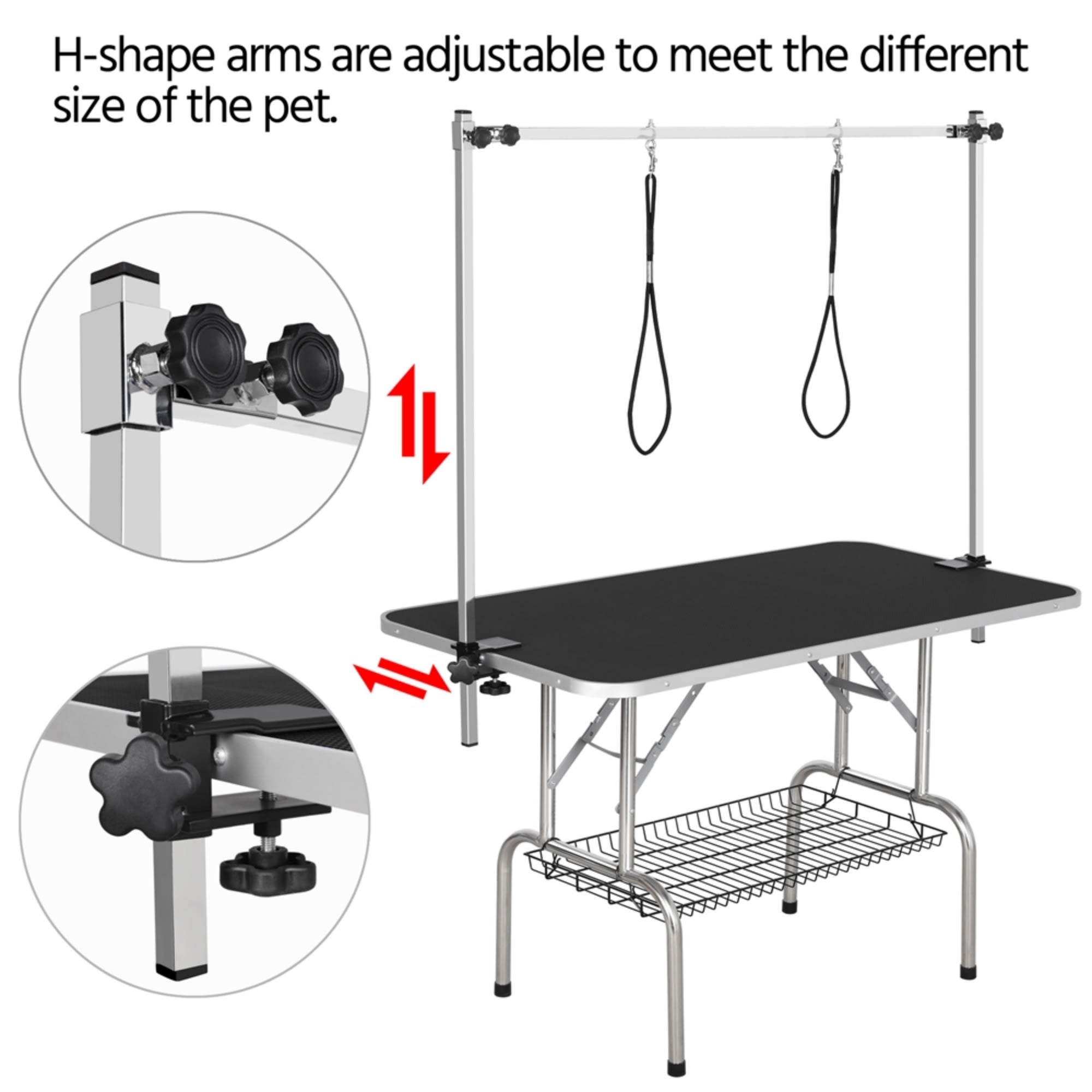 small size steel legs foldable nylon clamp adjustable arm rubber mat pet  grooming table, 1 PACK - Kroger