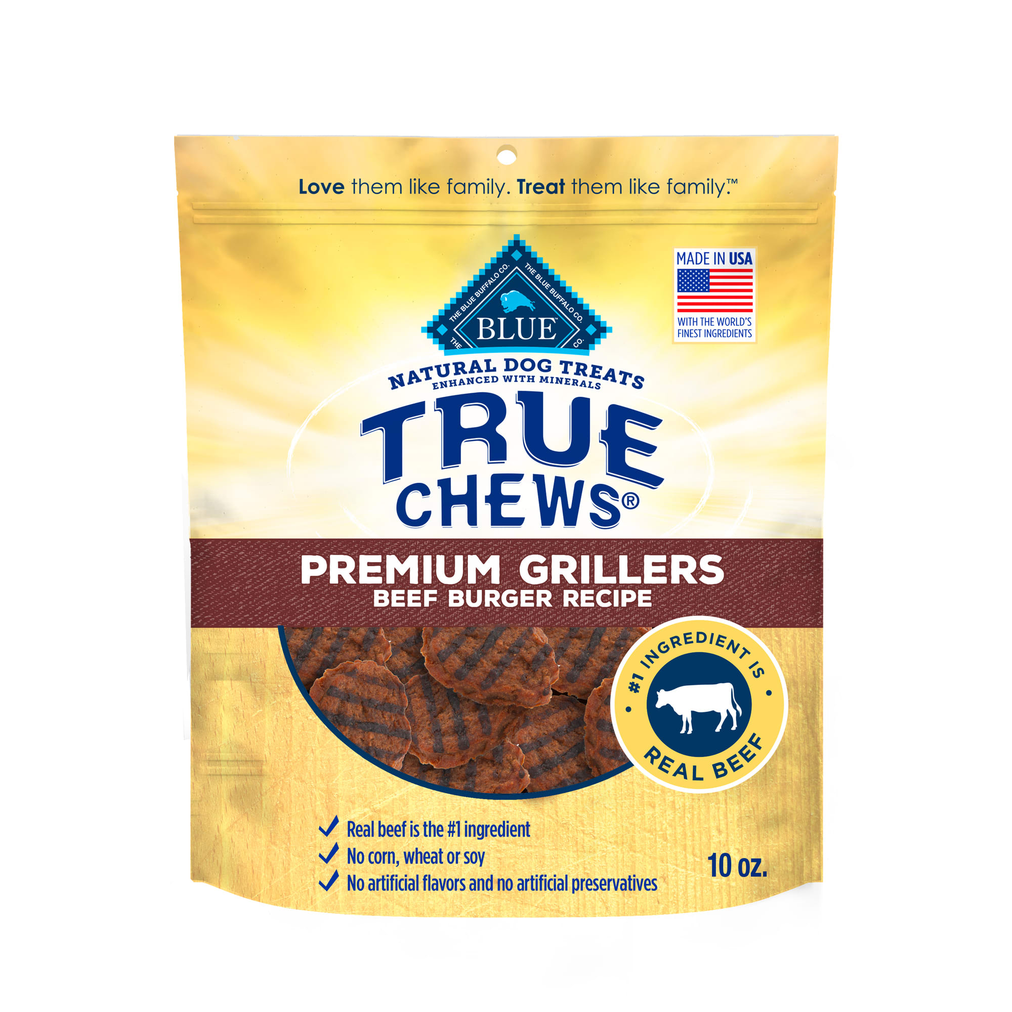 Blue Buffalo Beef Burger Dog Treats True Chews 10 oz