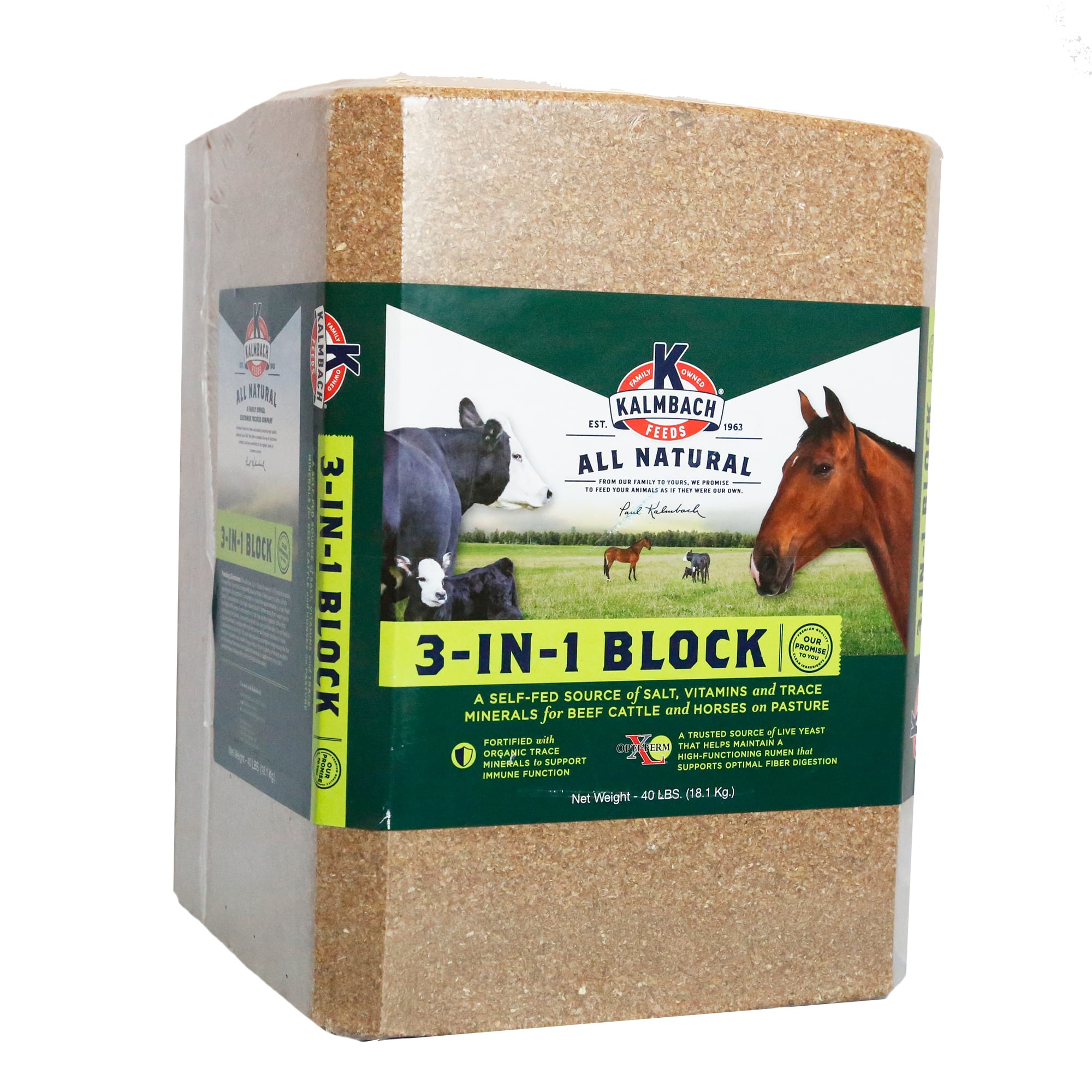 Kalmbach 3In1 Trace Mineral Block for Cattle & Horses 40 lbs