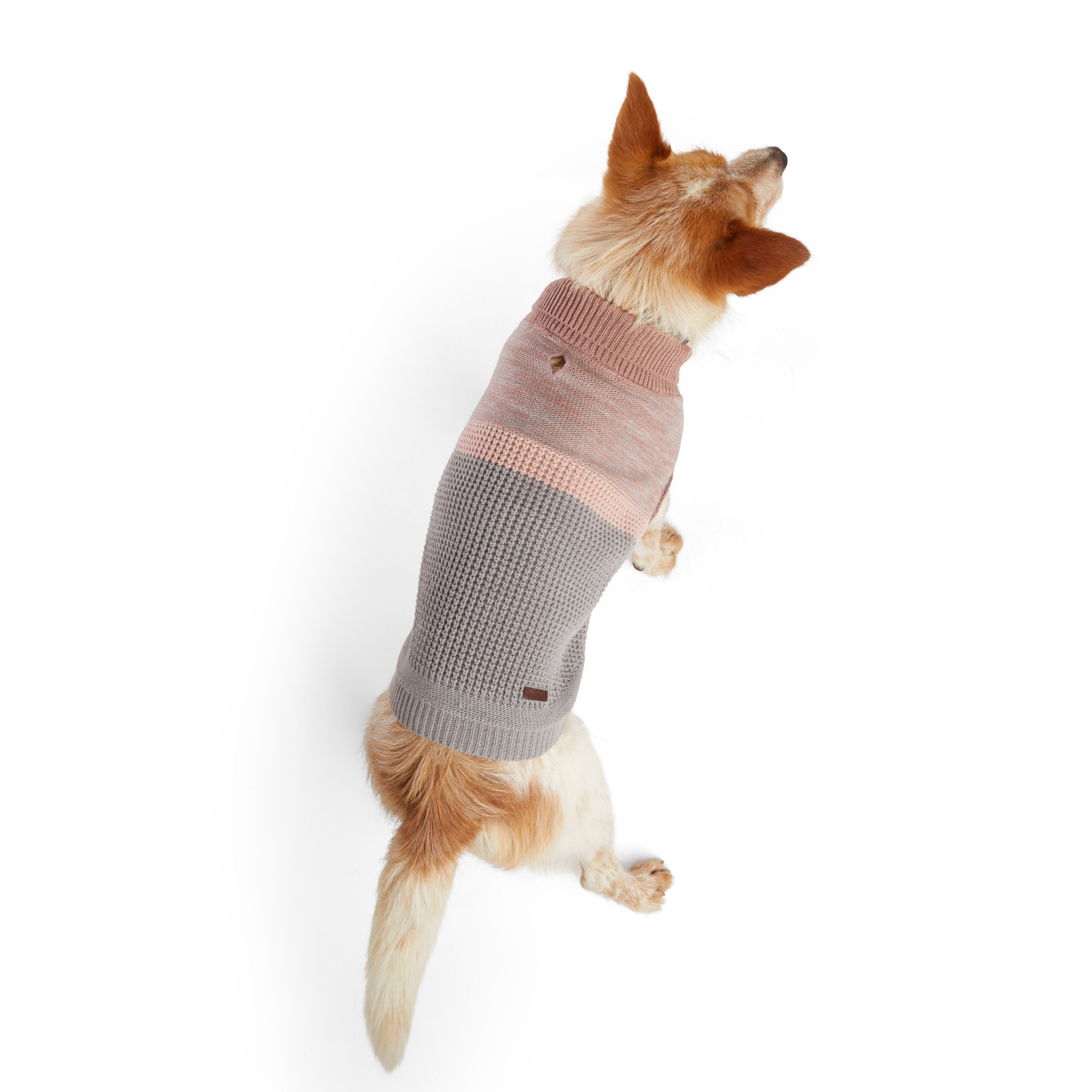 Reddy Pink/Grey Colorblock Dog Sweater, X-Small