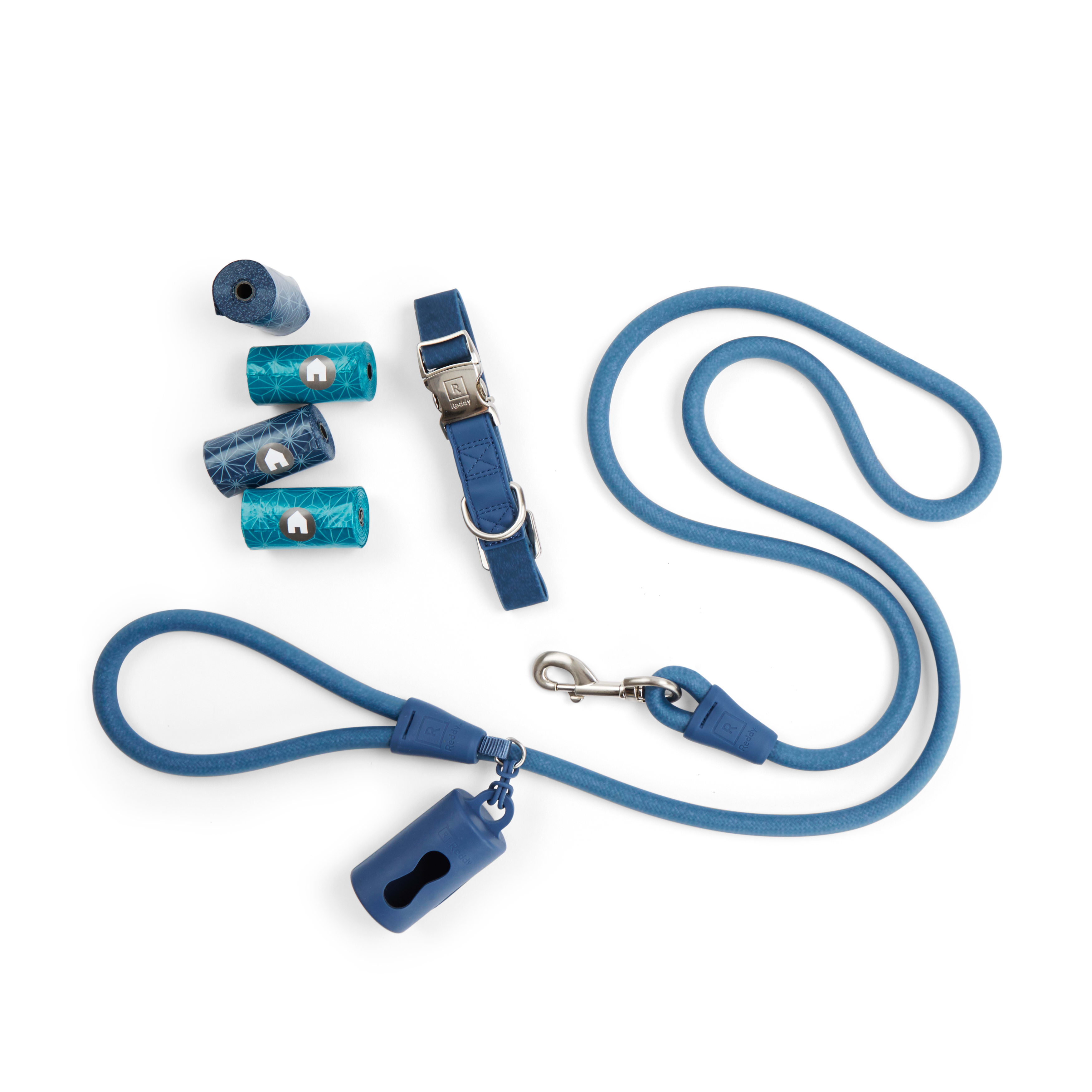 Reddy Navy Medium Dog Walking Kit with Lead, Collar & Dispenser