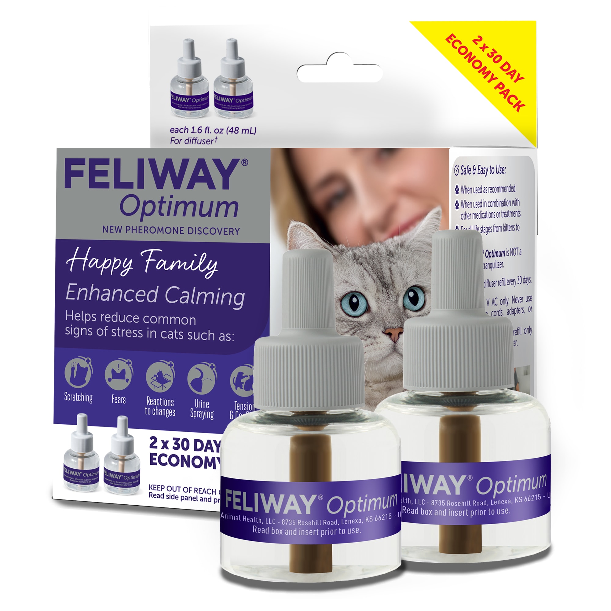  FELIWAY Optimum, Enhanced Calming Pheromone 30-day Refill – 6  Pack : Pet Supplies