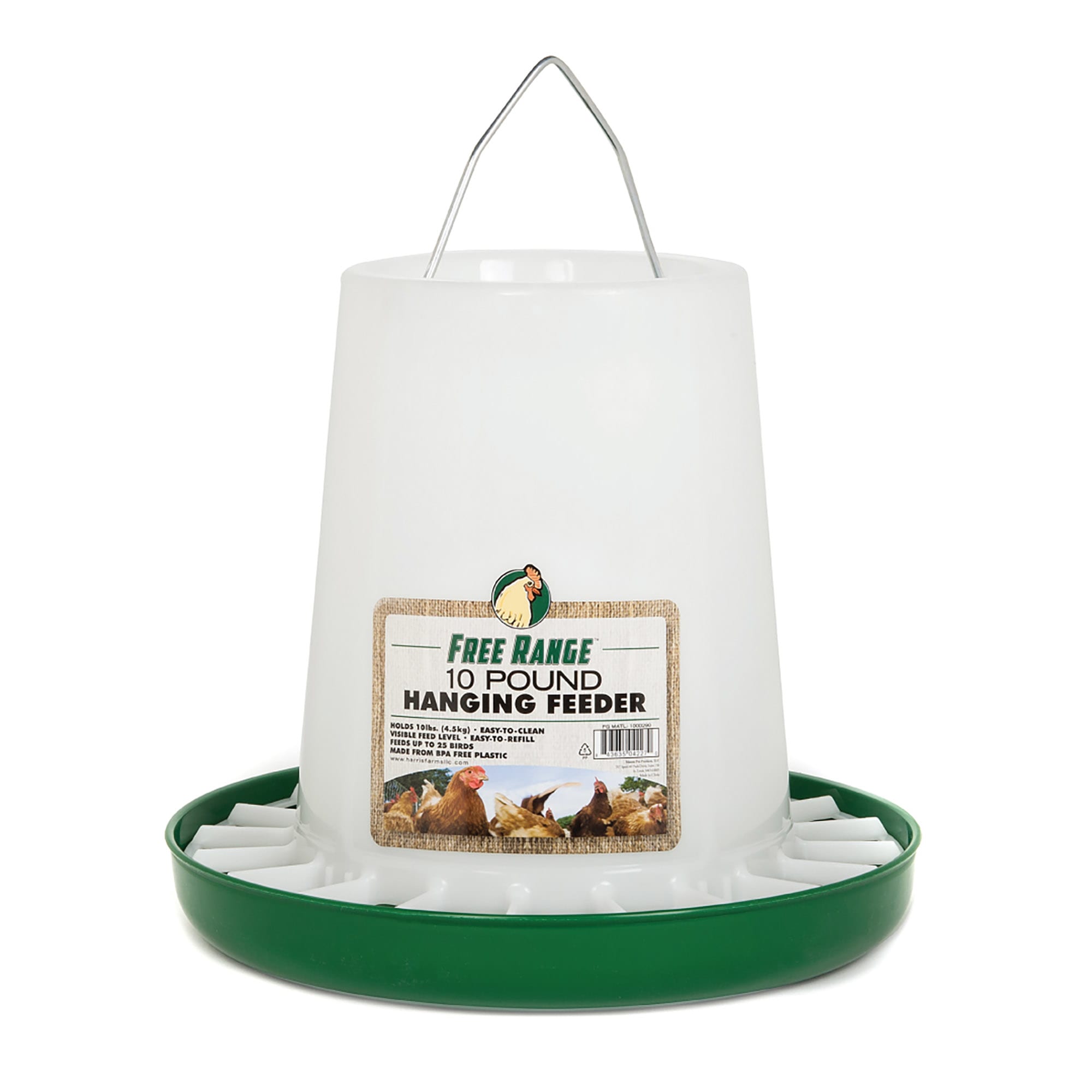 Harris Farms Free Range Hanging Poultry Feeder Twist Lock Base, 10 lbs