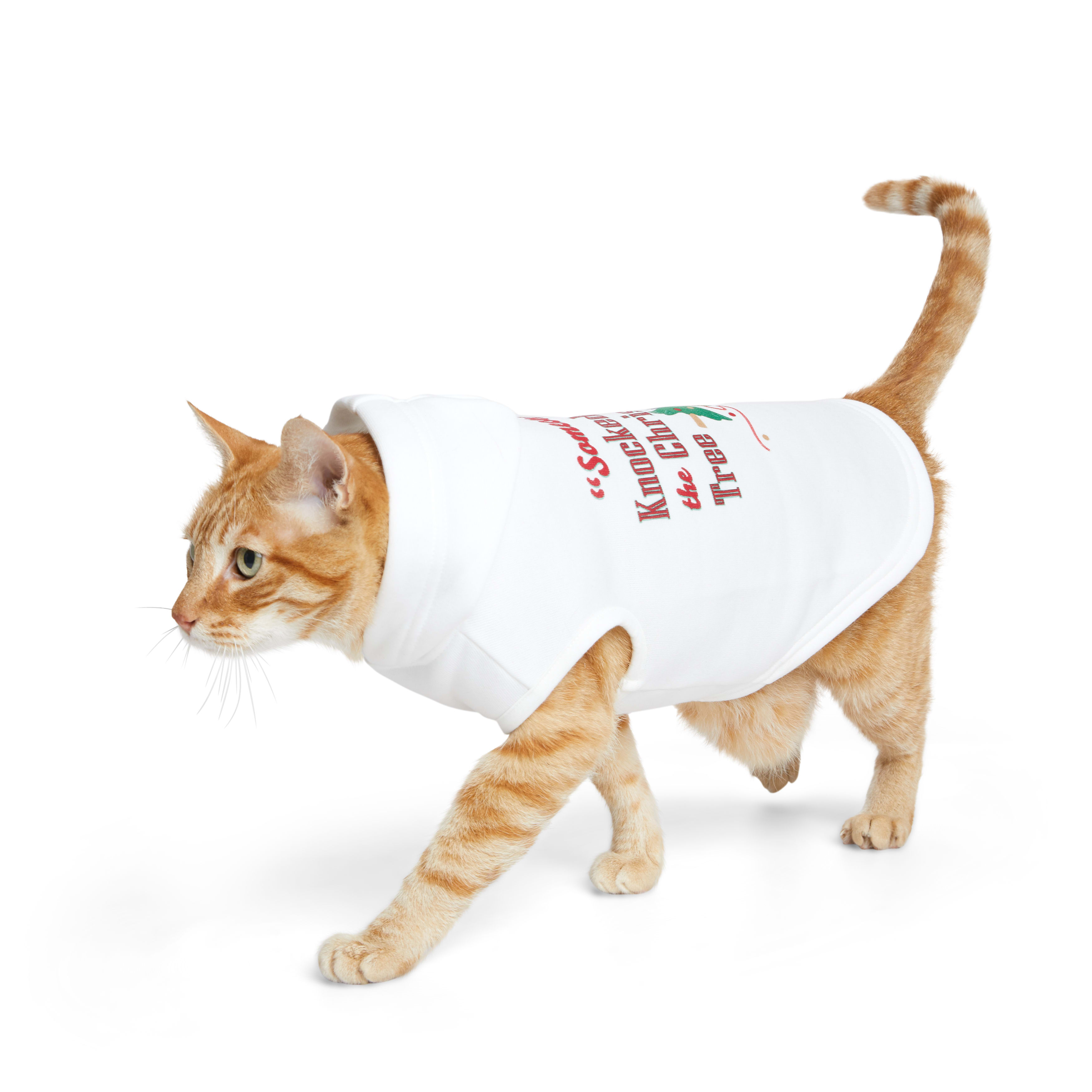 More and Merrier Christmas Tree Cat Hoodie, Small/Medium, Off-White