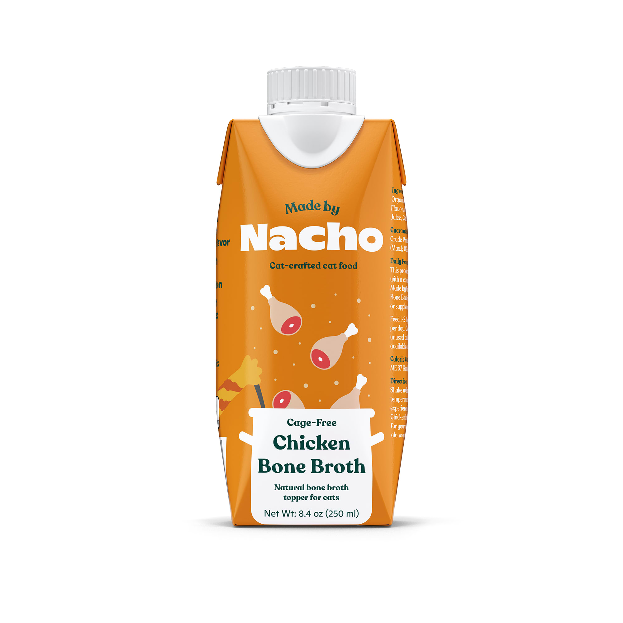 Made by Nacho Cage free Chicken Bone Broth Cat Food Topper 8.4 oz. Case of 12