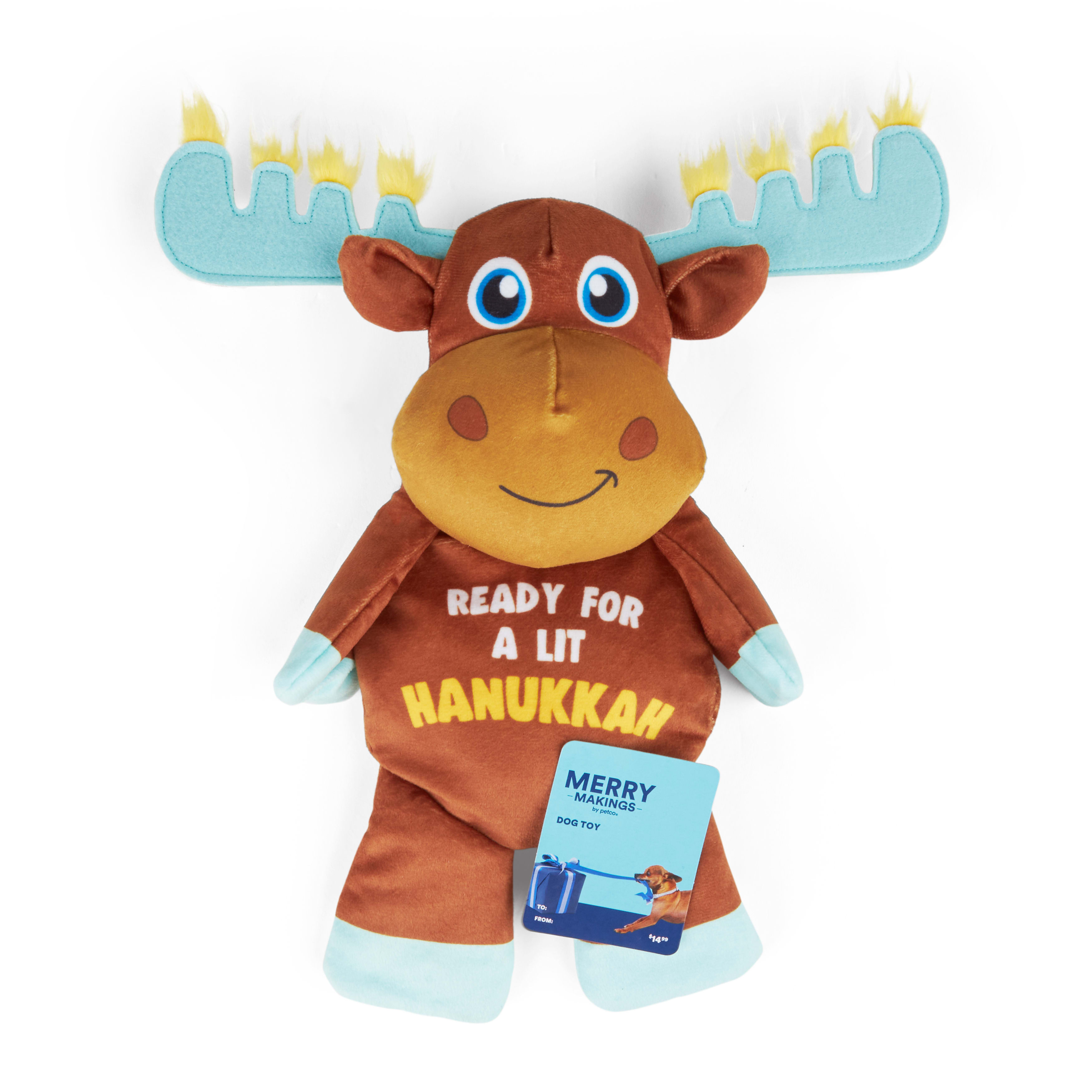 More and Merrier Plush Hanukkah Flat Moose Dog Toy, Large Petco