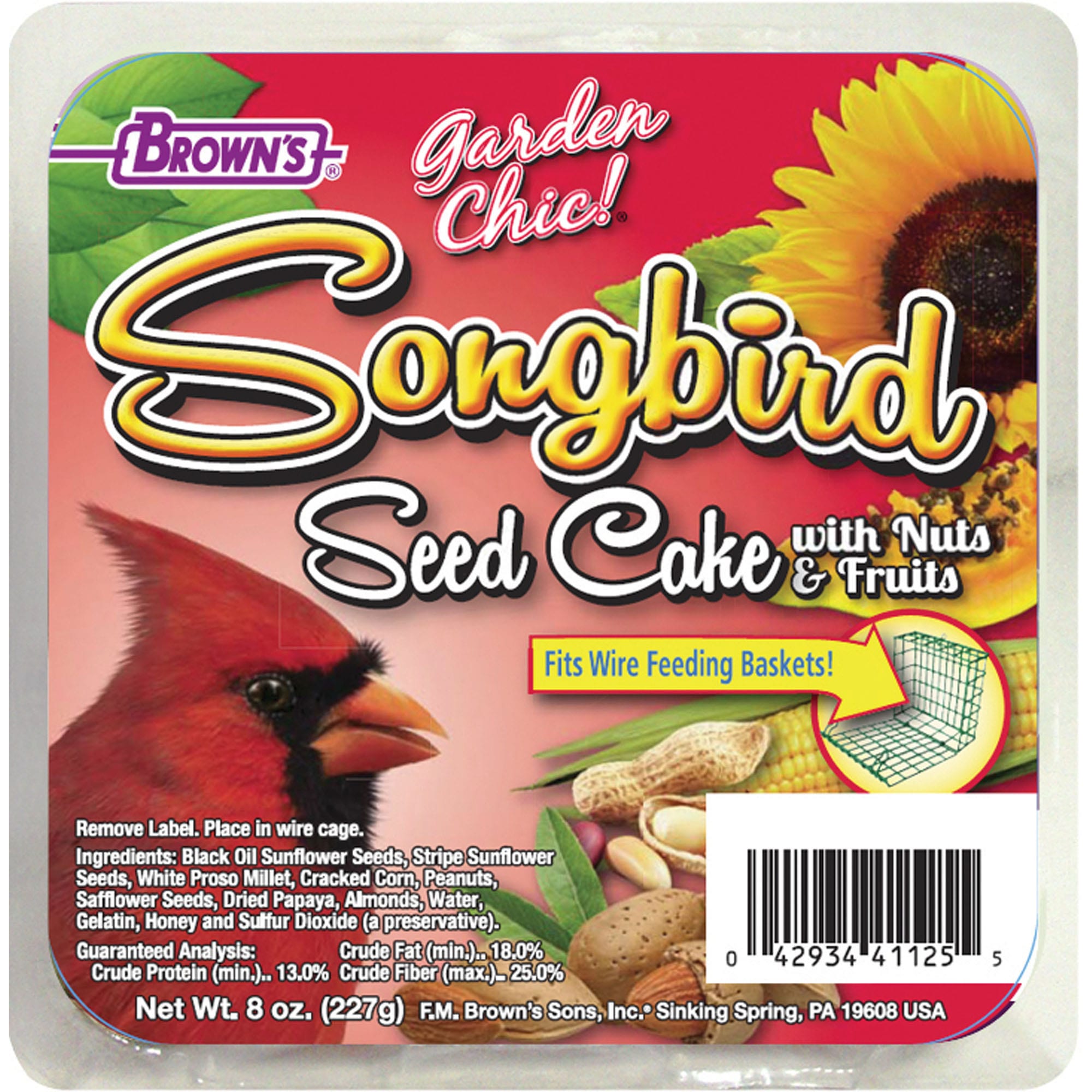 FM Browns Cardinal & Songbird Seed Cake 8 oz