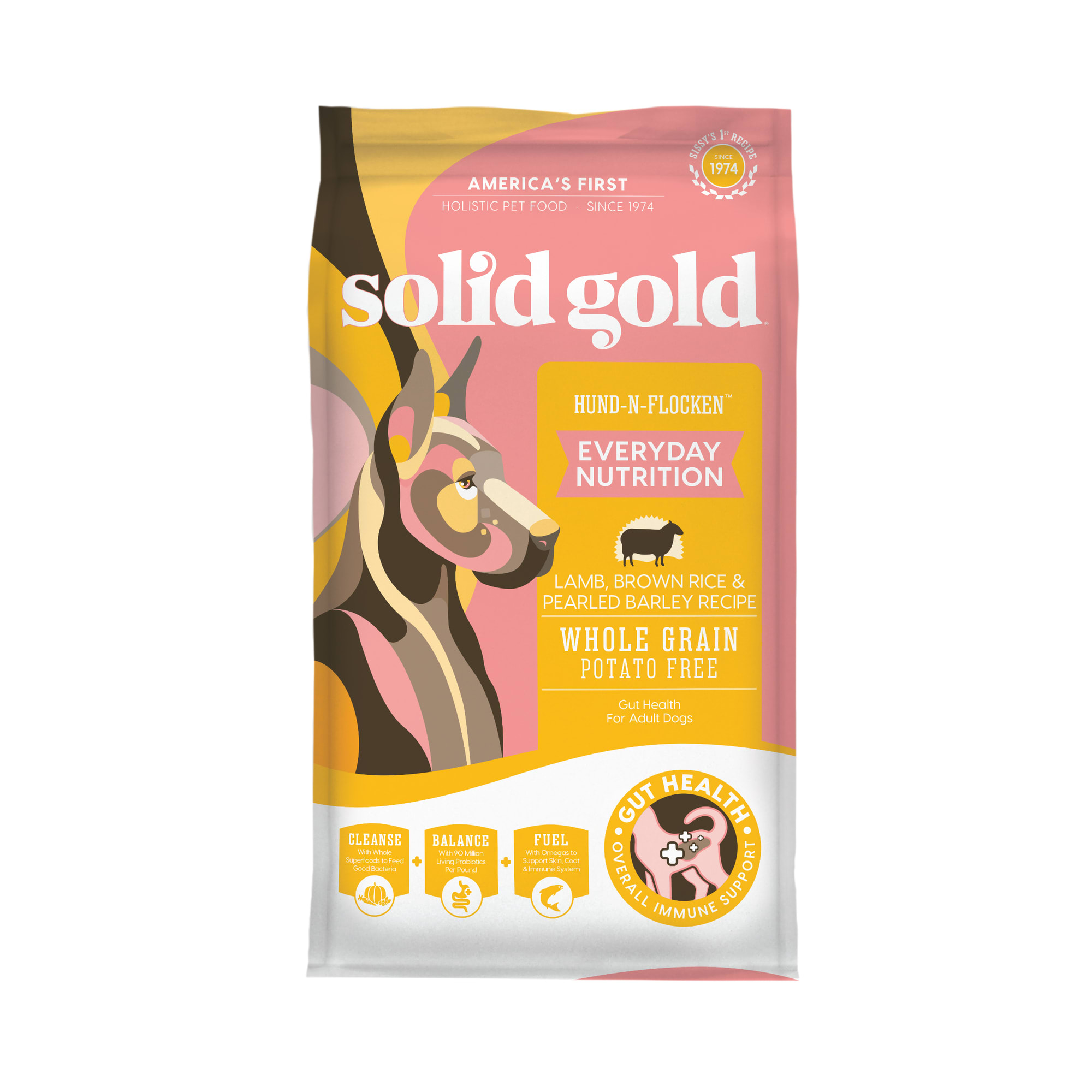 Solid Gold Hund N Flocken Lamb, Brown Rice & Pearled Barley Holistic Potato  Free Dry Adult Dog Food With Superfoods, 15 lbs.