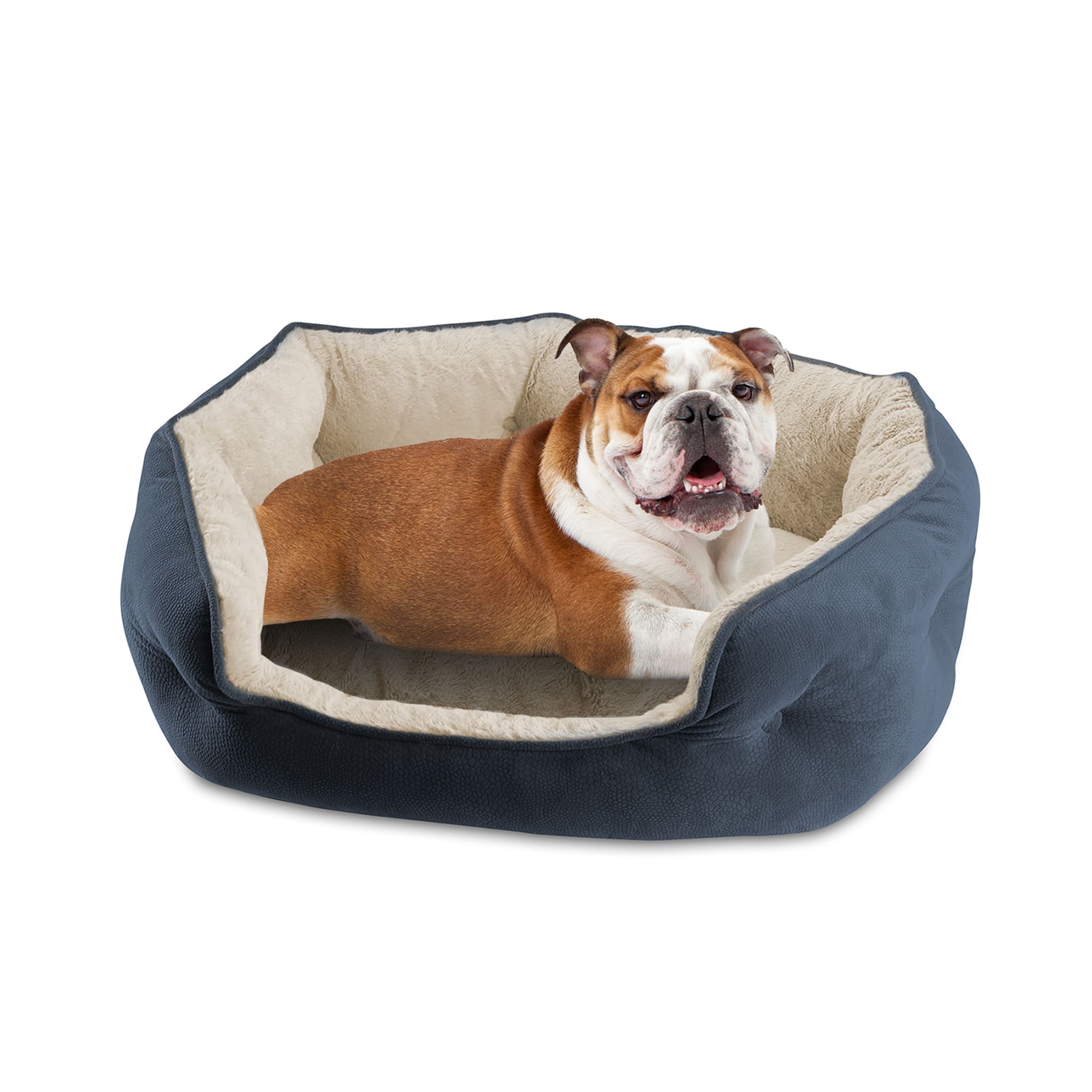 Canine Creations Arlee Cozy Oval Round Cuddler Pet Dog Bed Blue